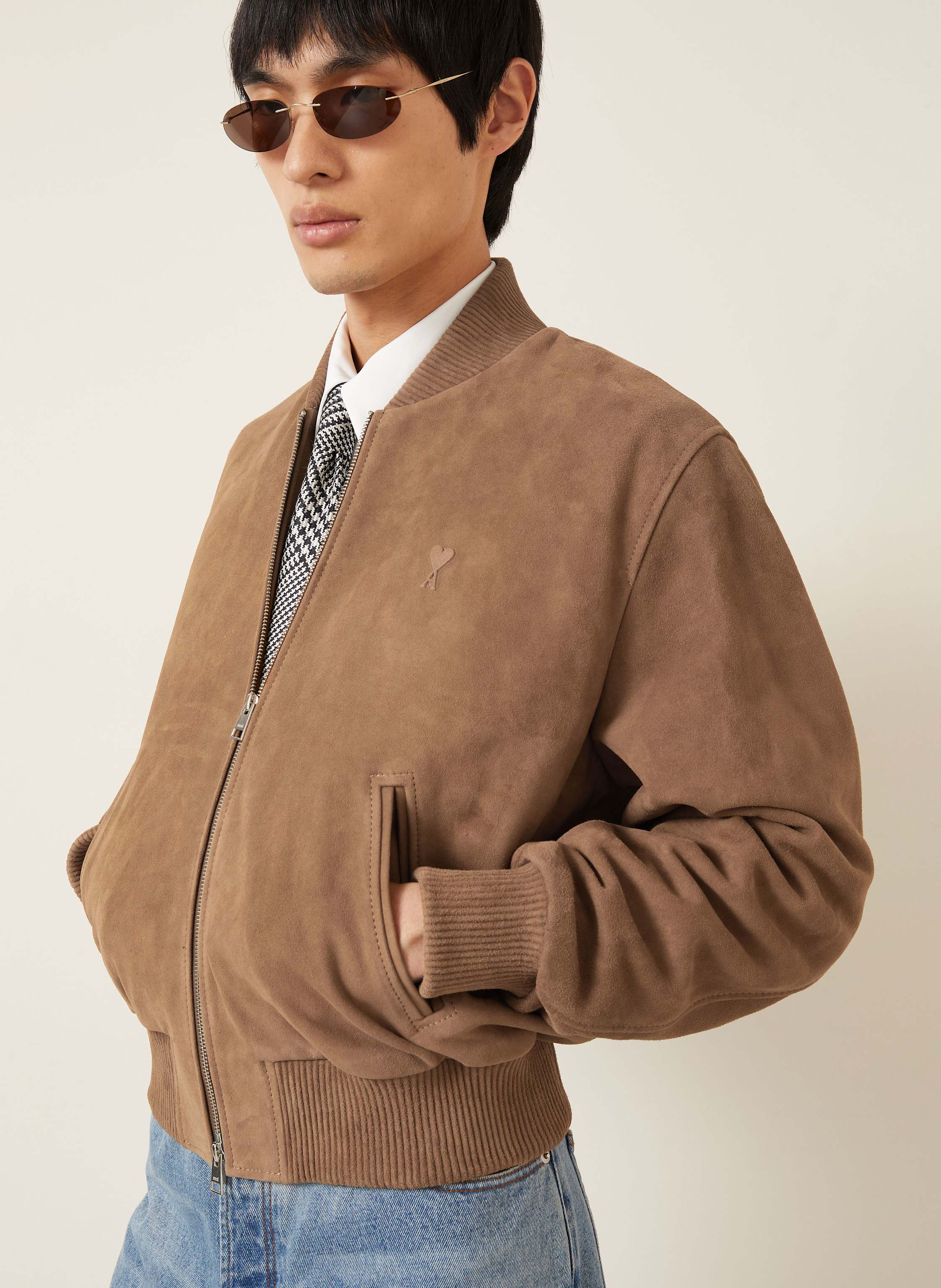 Thumbnail - Ami Paris Lederblouson braun