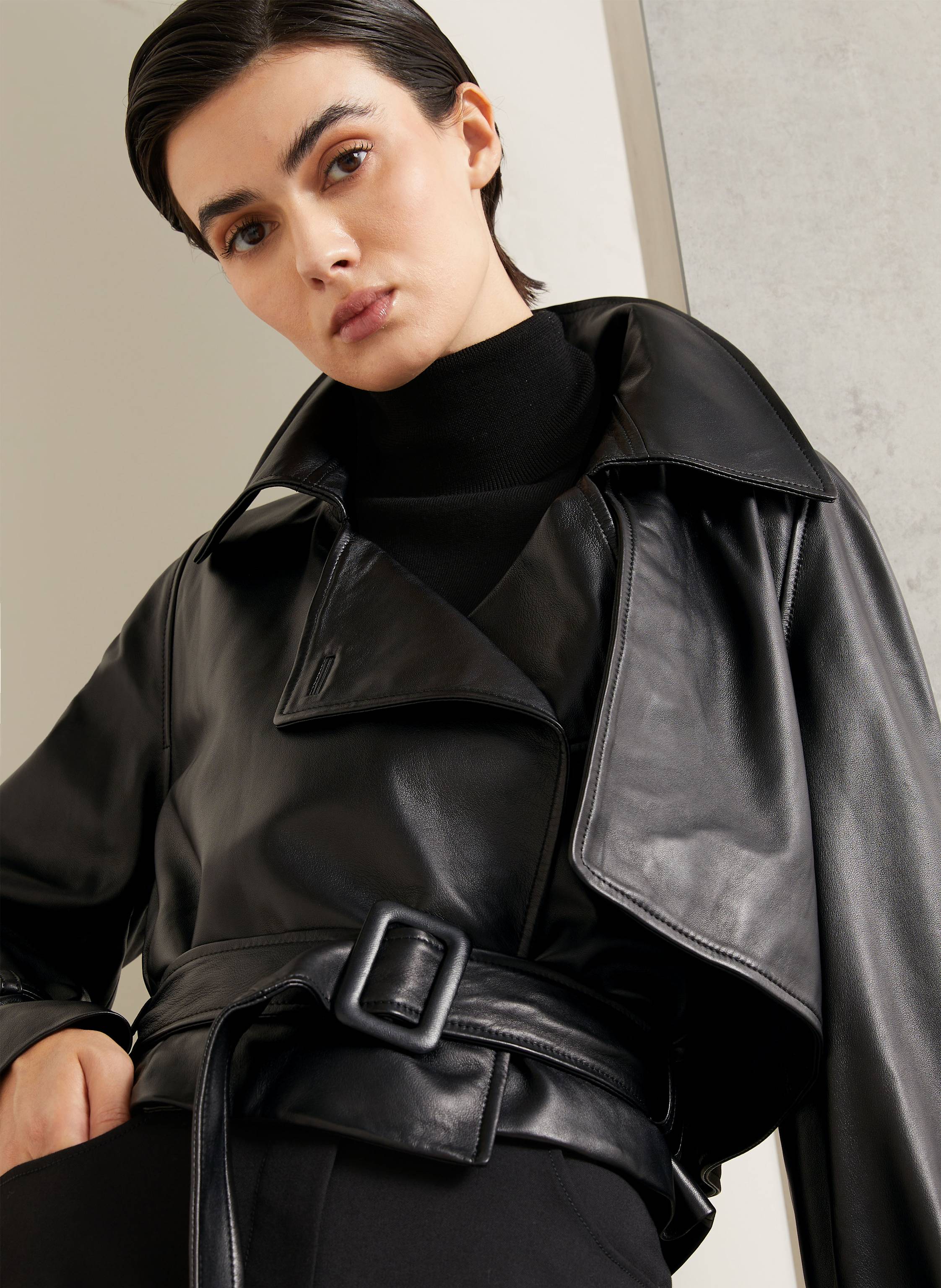 Thumbnail - Nour Hammour Lederjacke Hatti schwarz