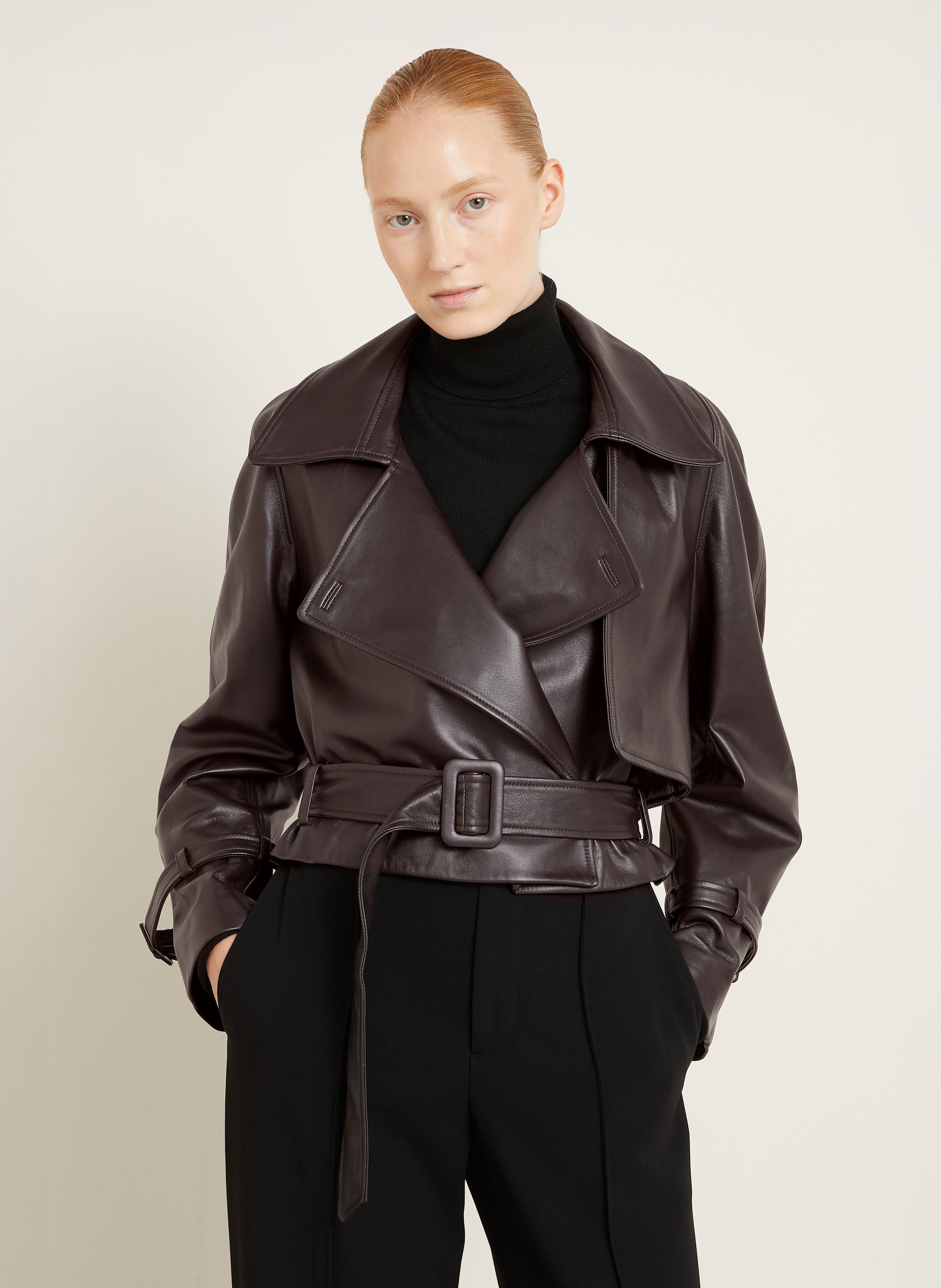 Thumbnail - Nour Hammour Lederjacke Hatti braun