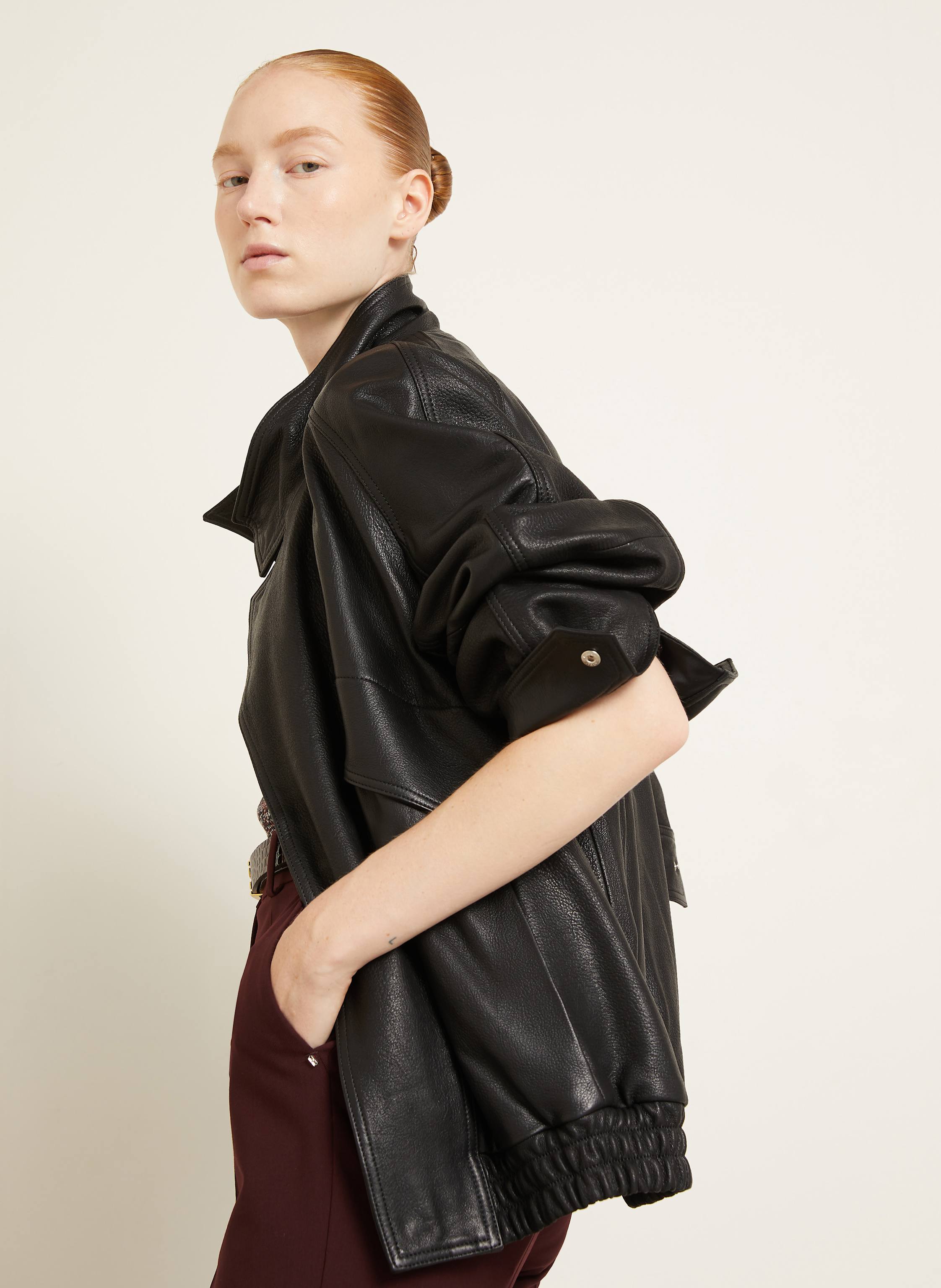 Thumbnail - Nour Hammour Lederblouson Ariste schwarz