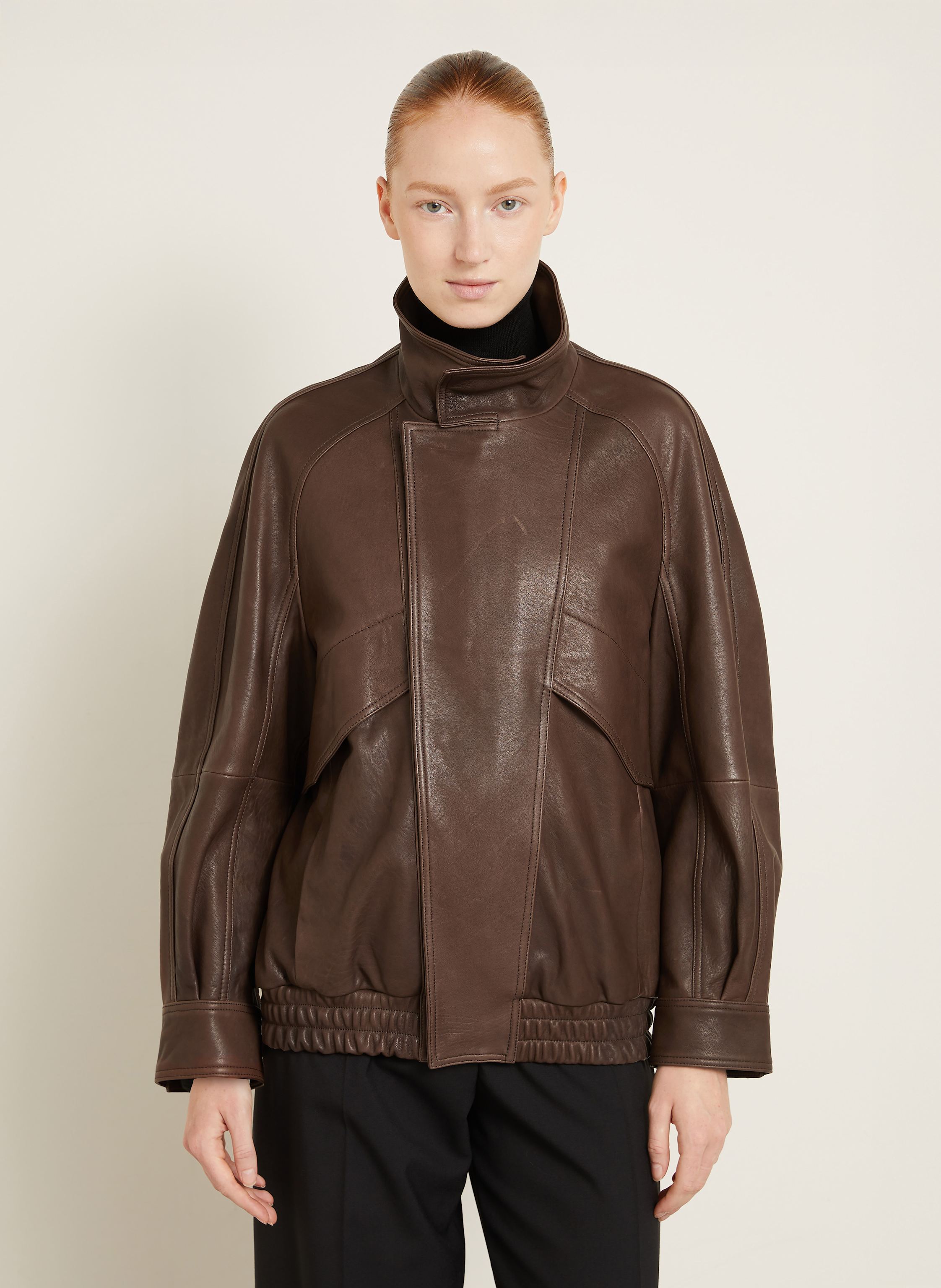 Thumbnail - Nour Hammour Lederblouson Ariste braun