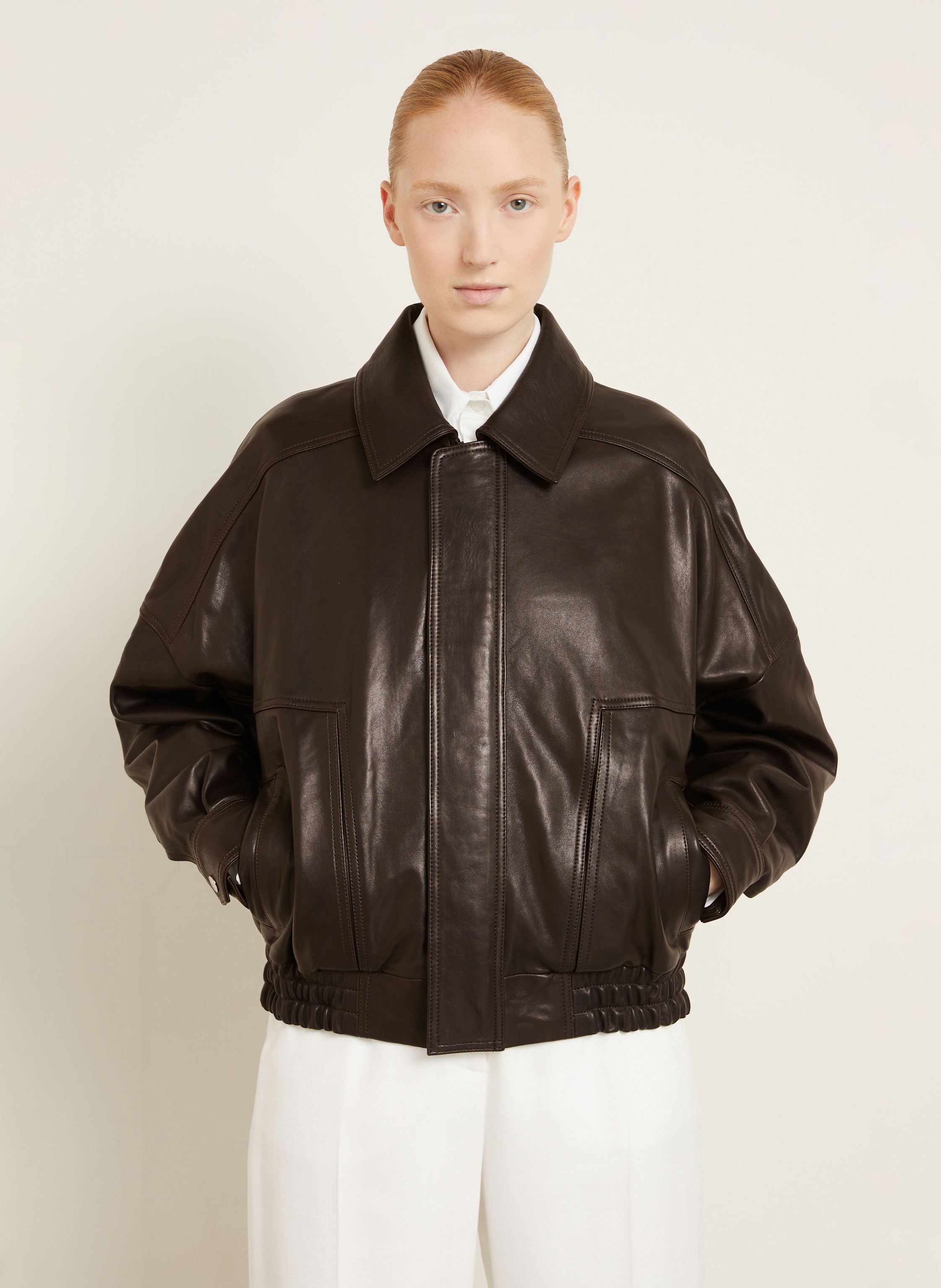 Thumbnail - Nour Hammour Lederblouson Dalma braun