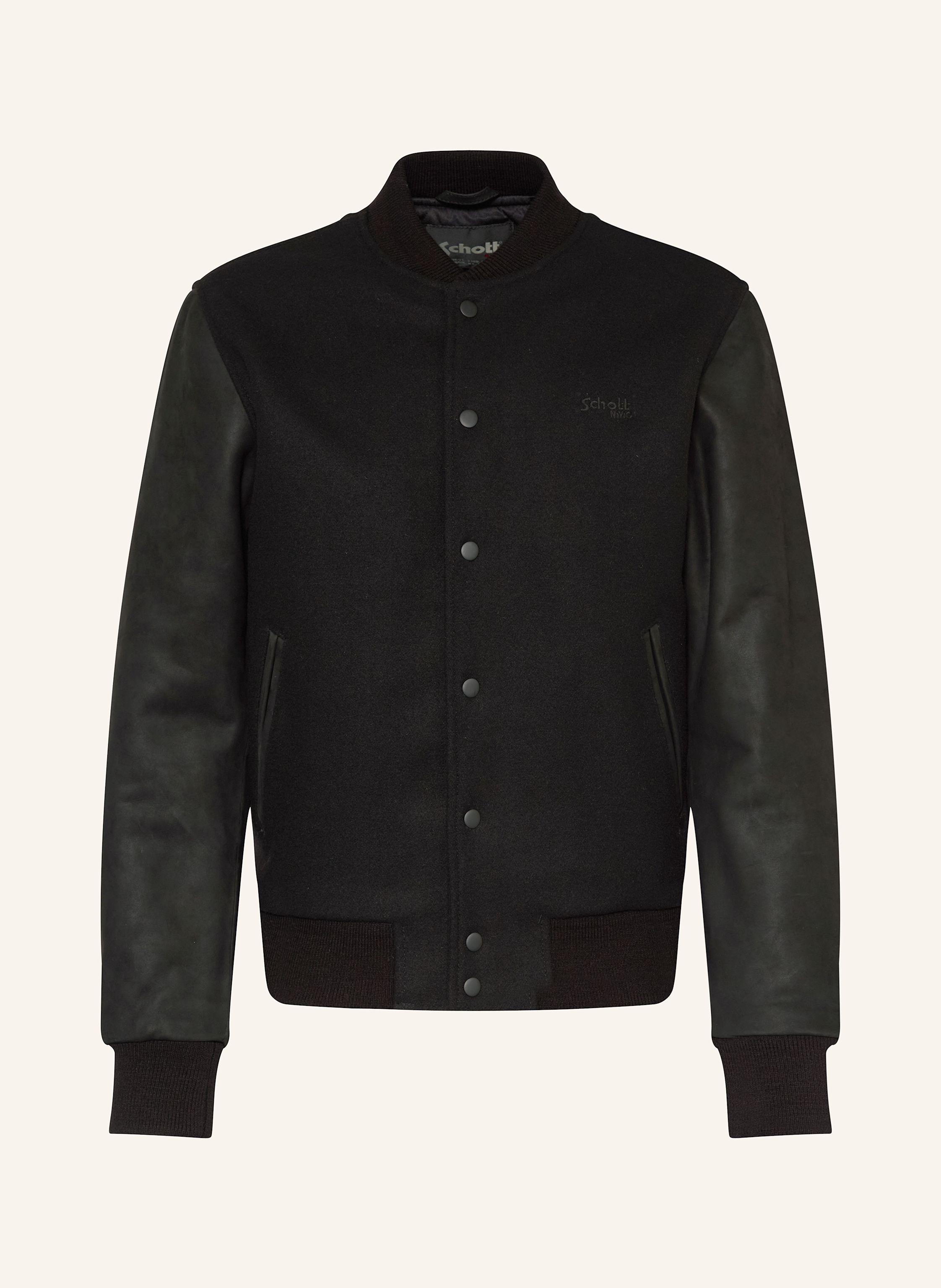 Schott NYC College jacket in mixed materials in black