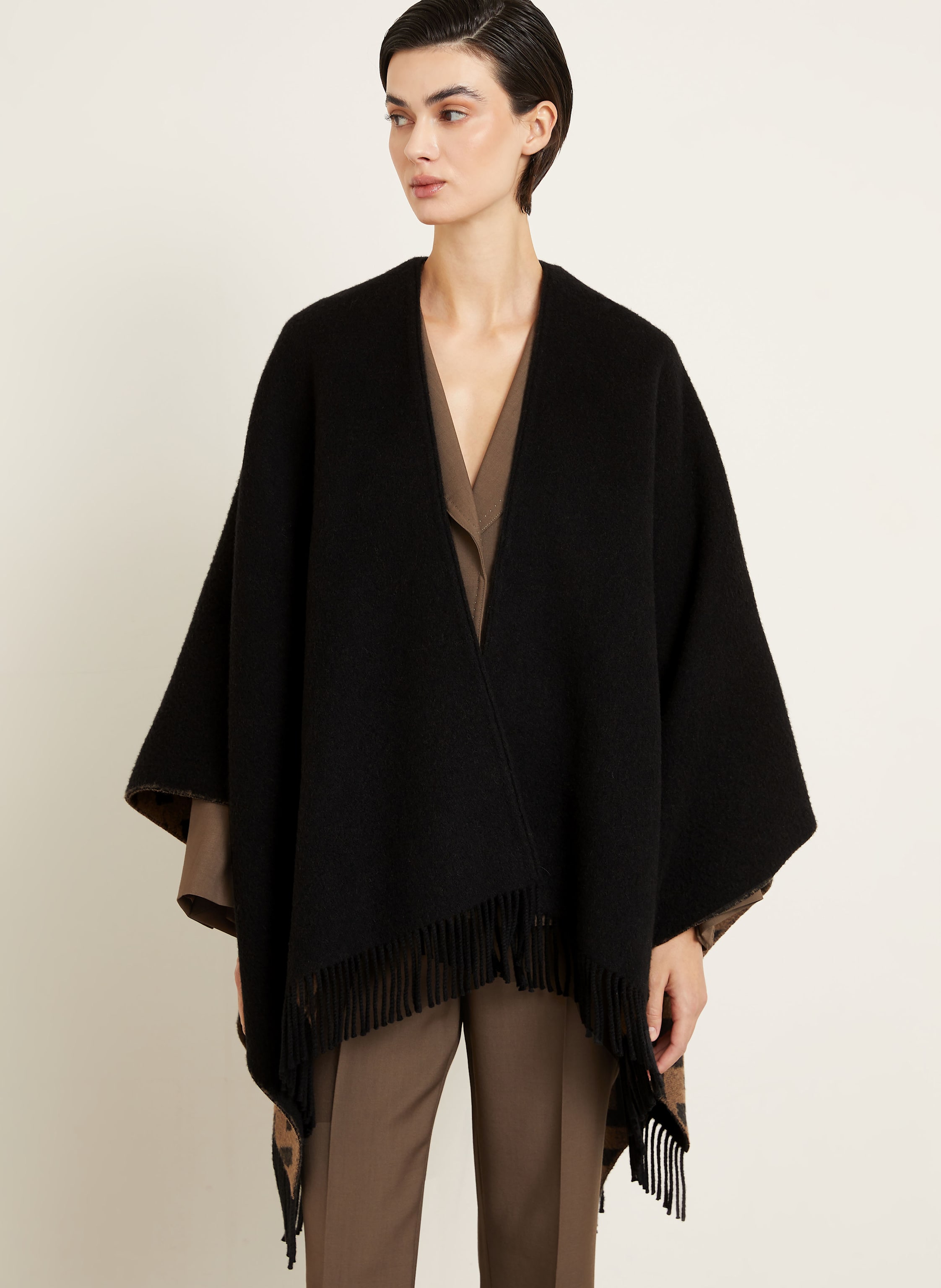 Thumbnail - Fendi Poncho Mit Cashmere braun