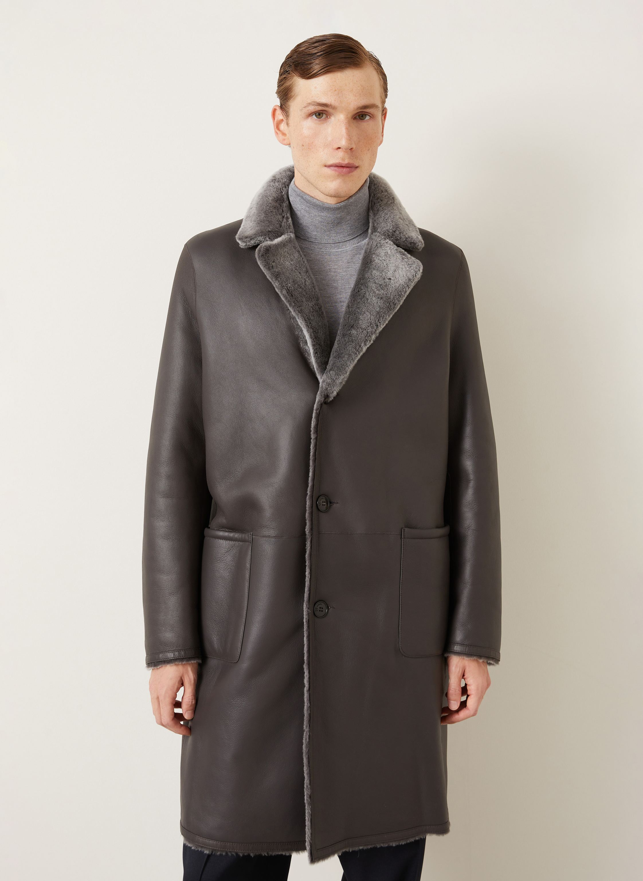 Thumbnail - Manzoni 24 Ledermantel Zum Wenden braun