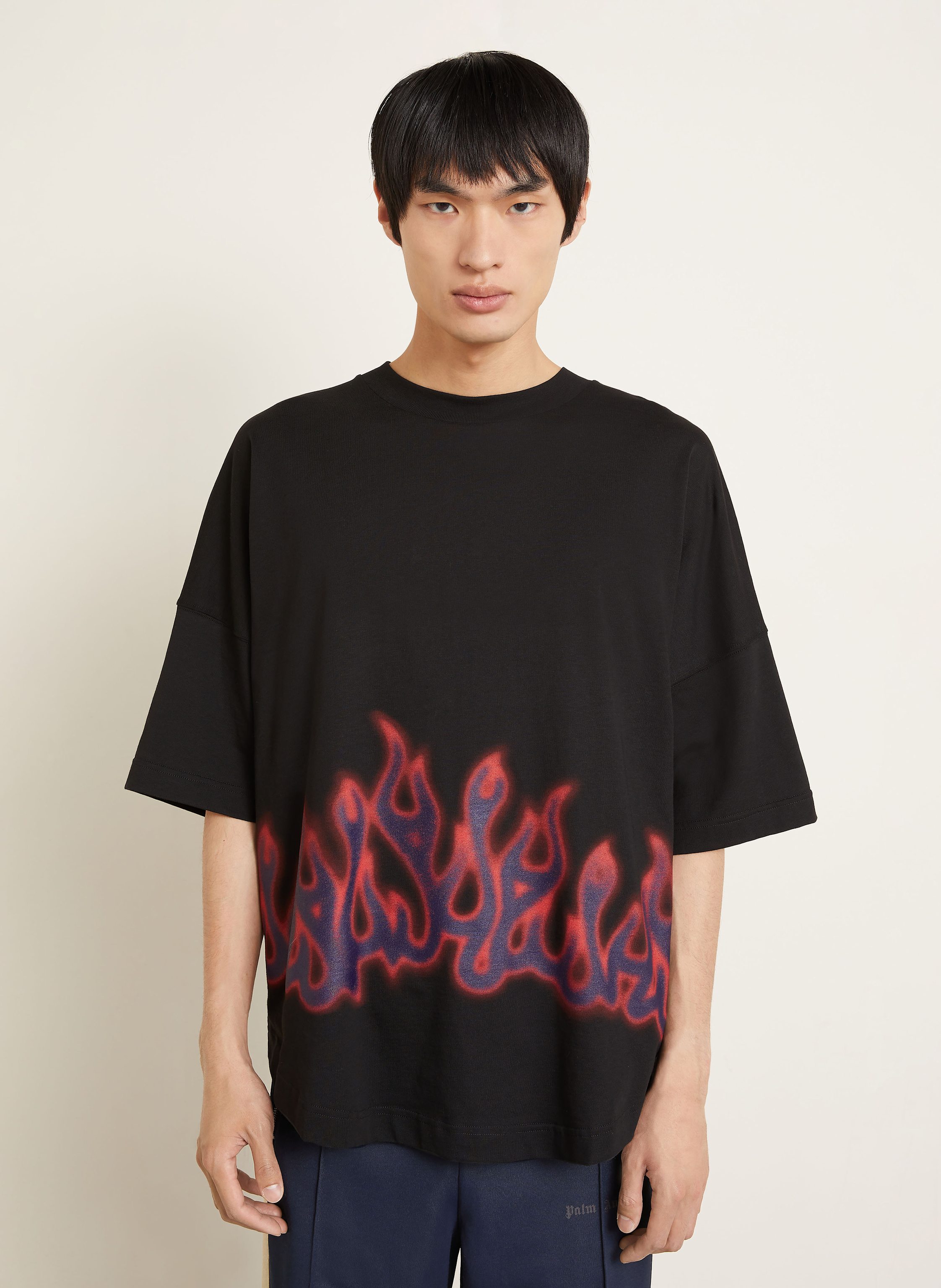 Thumbnail - Palm Angels Oversized-Shirt Flames schwarz