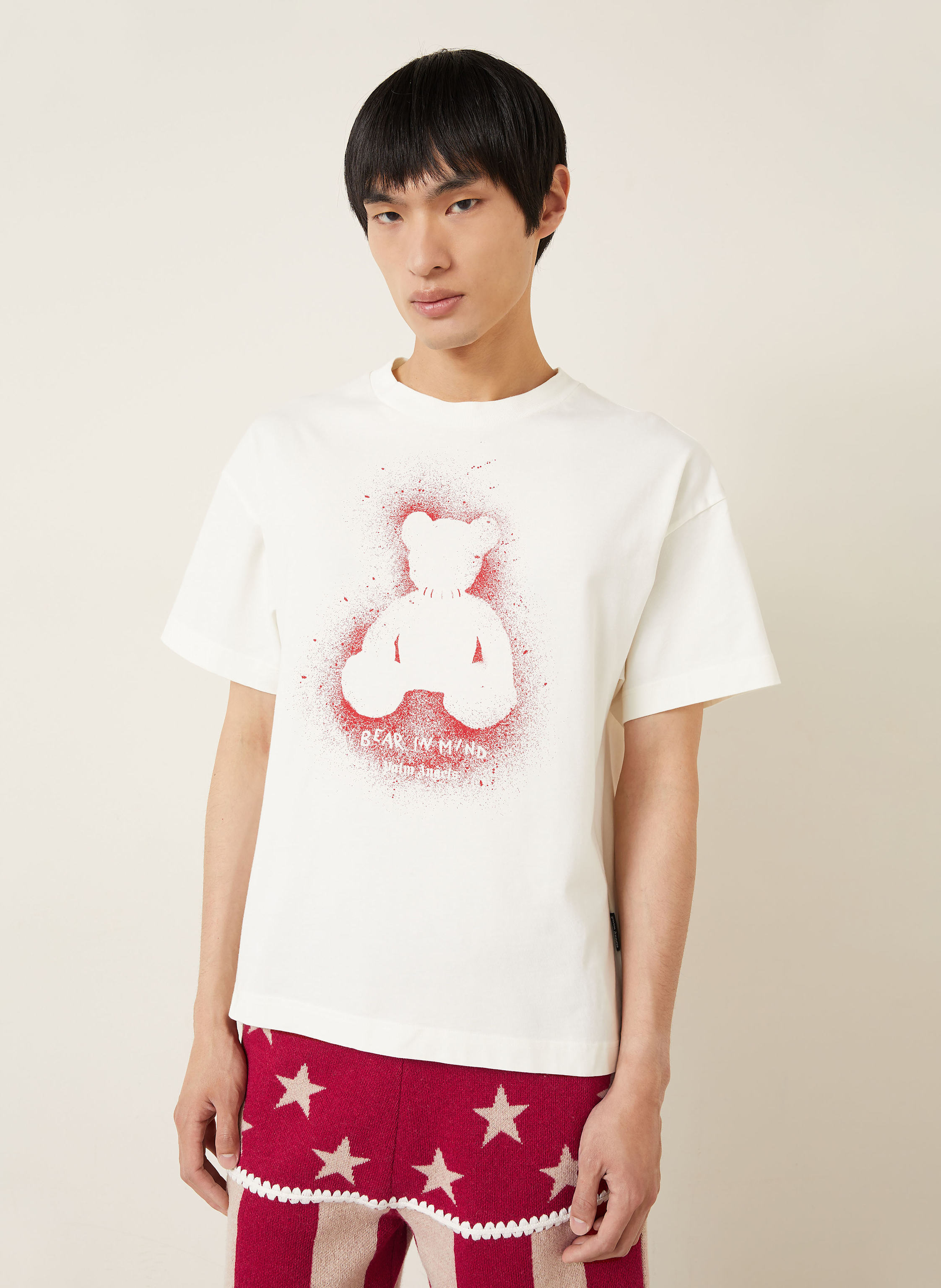 Thumbnail - Palm Angels T-Shirt Spray Bear Reg weiss
