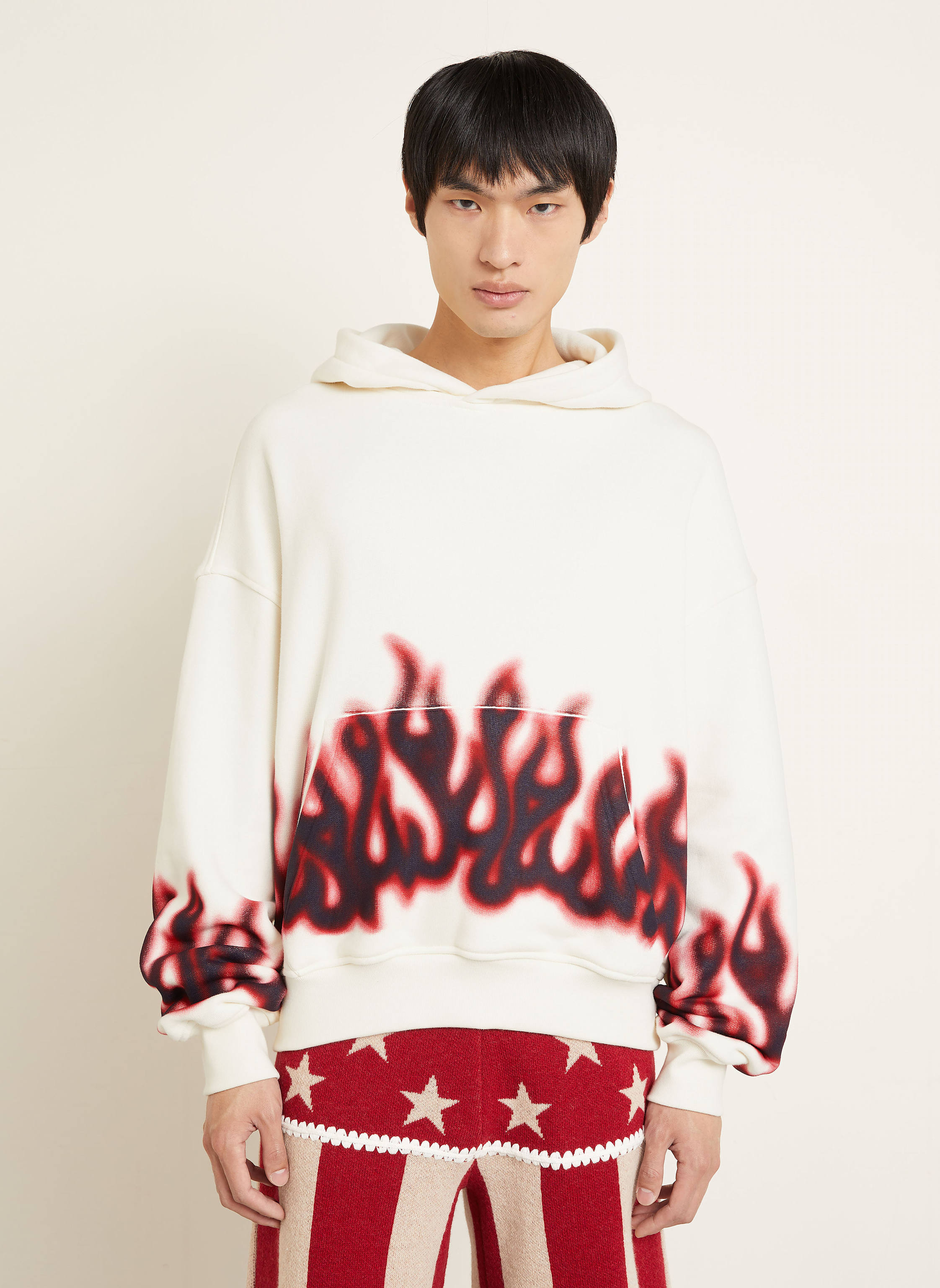 Thumbnail - Palm Angels Oversized-Hoodie Flames weiss