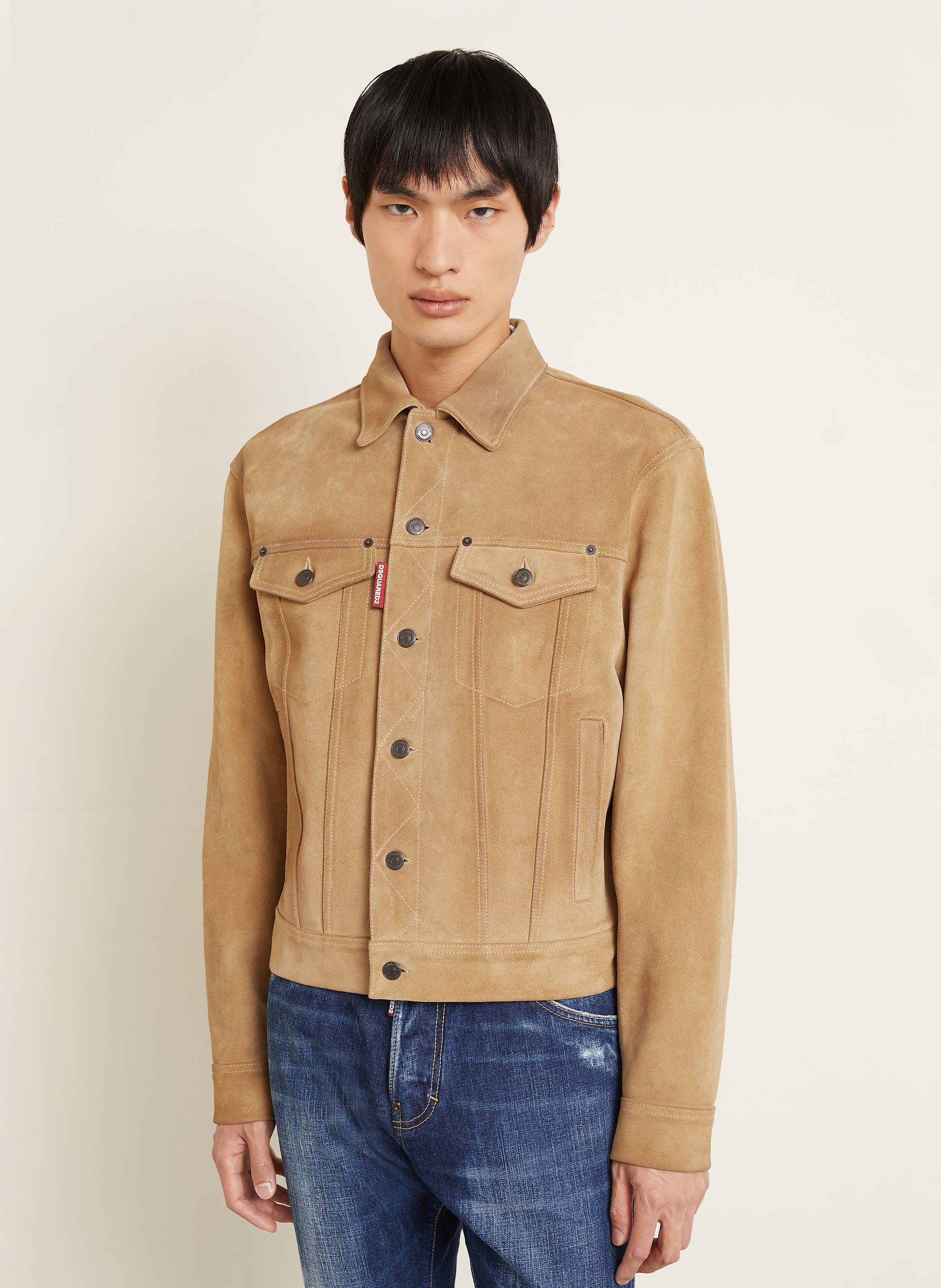 Thumbnail - dsquared2 Lederjacke Jean beige