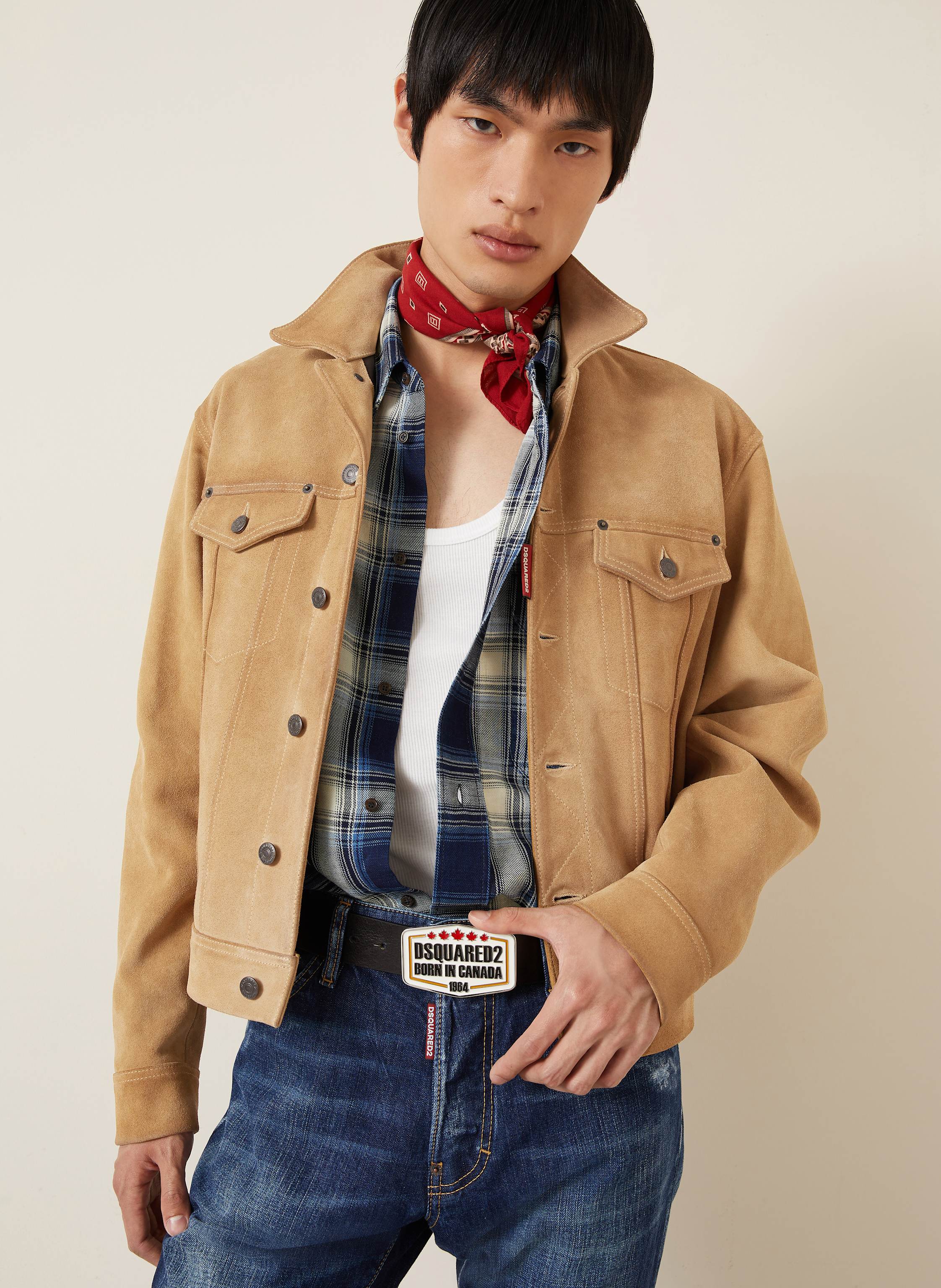 Thumbnail - dsquared2 Lederjacke Jean beige