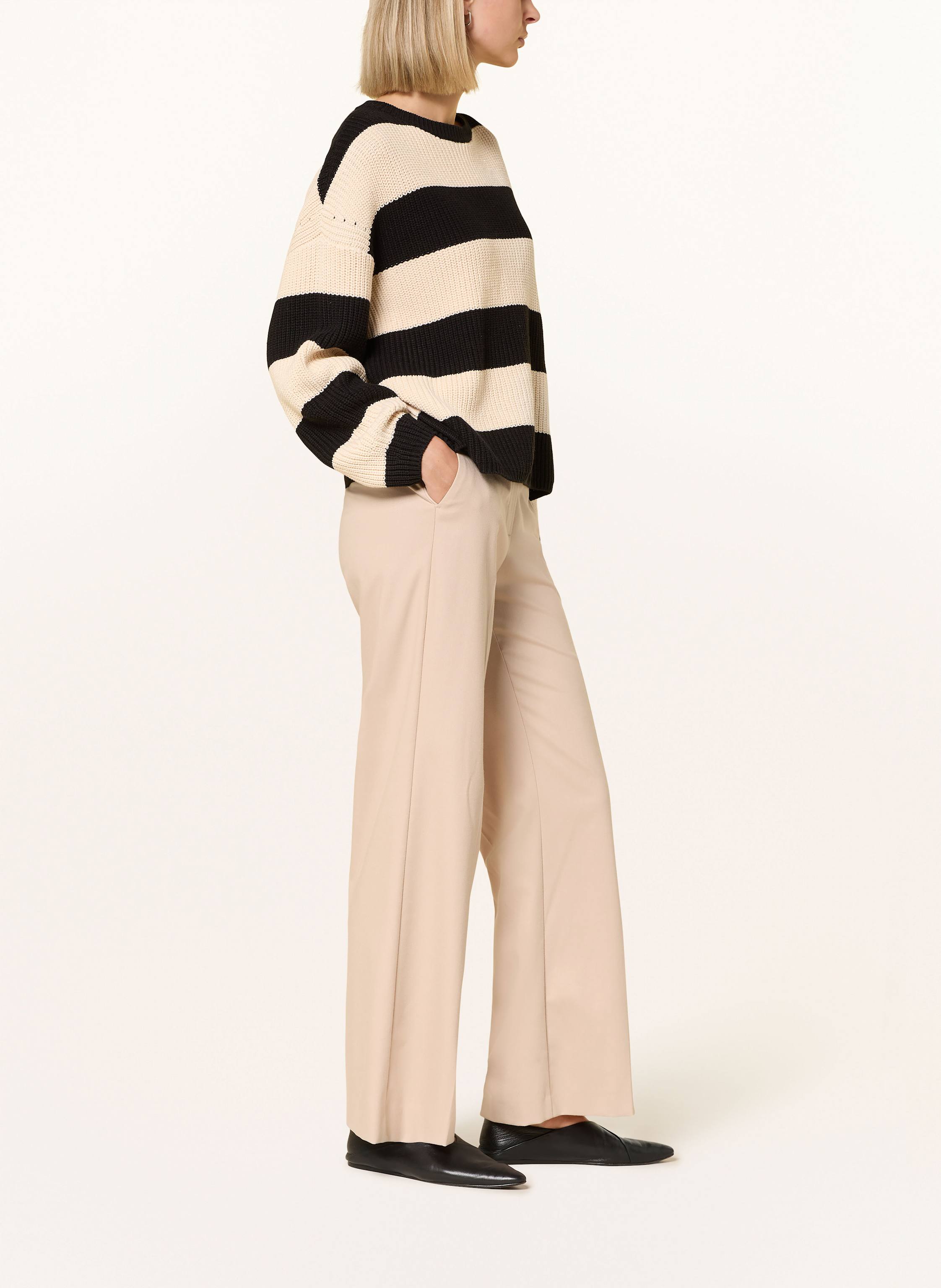 Thumbnail - Comma Marlenehose Aus Flanell beige