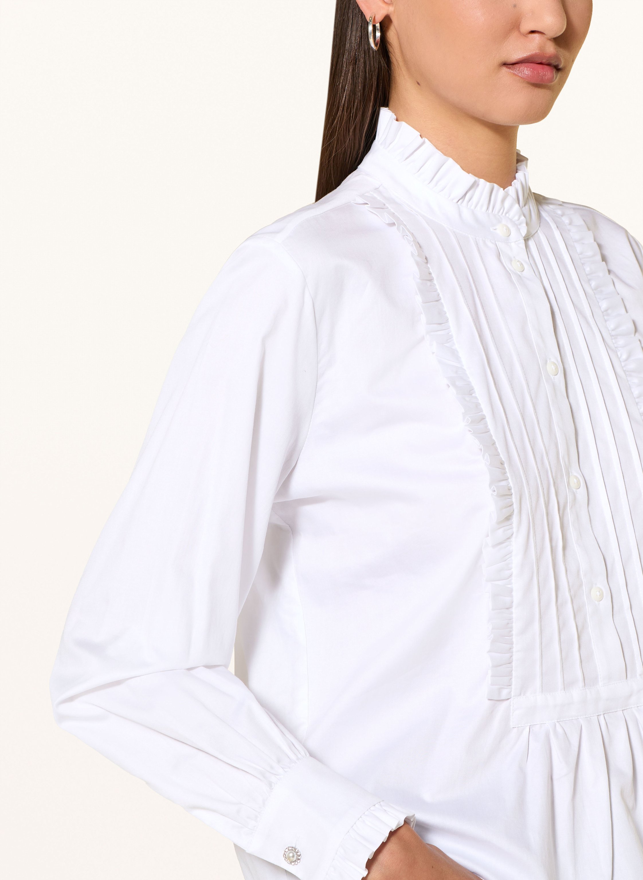 Thumbnail - Rich & Royal Bluse Mit Rüschen Und Schmucksteinen weiss