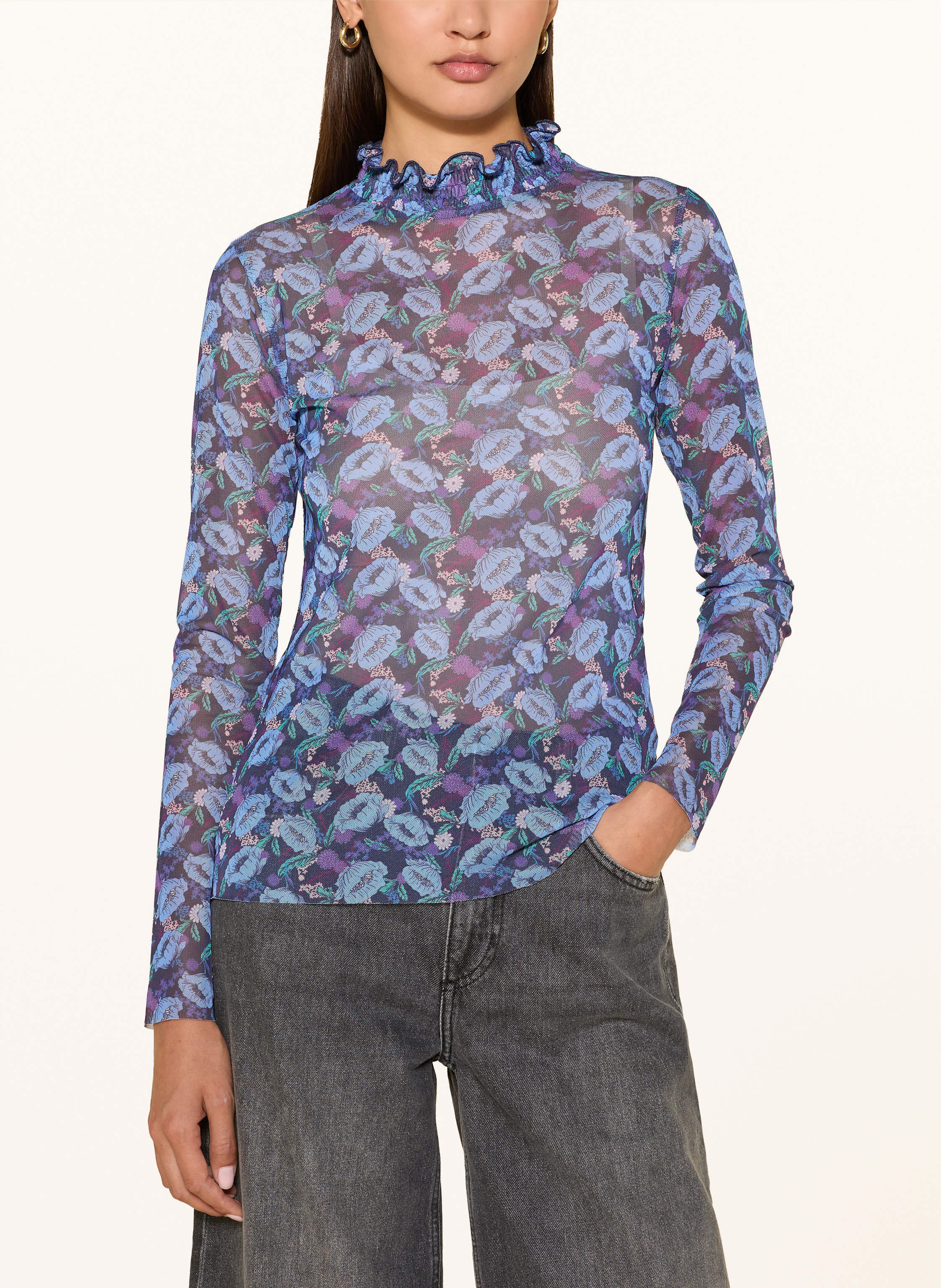 Thumbnail - Rich & Royal Blusenshirt Mit Rüschen blau