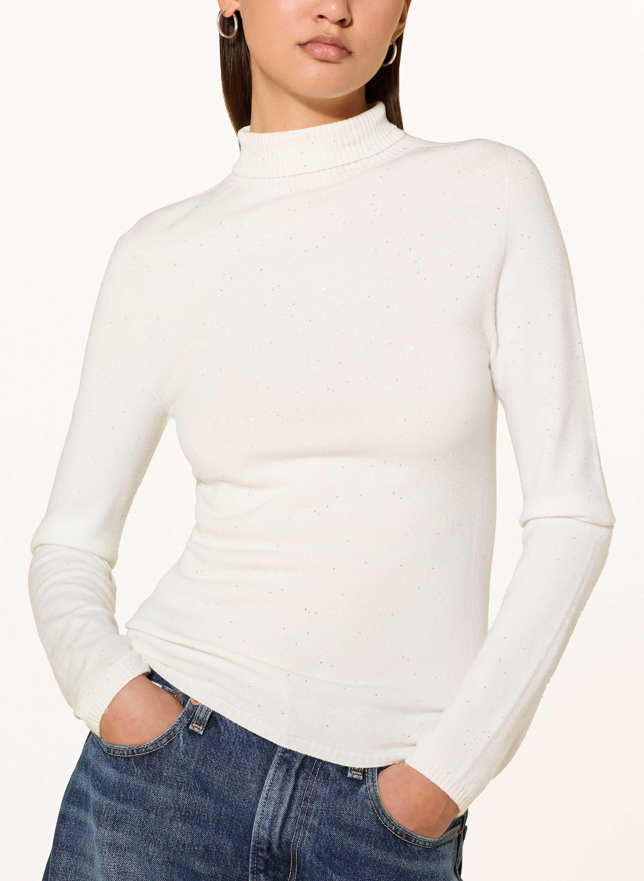 Thumbnail - Rich & Royal Rollkragenpullover Mit Pailletten weiss