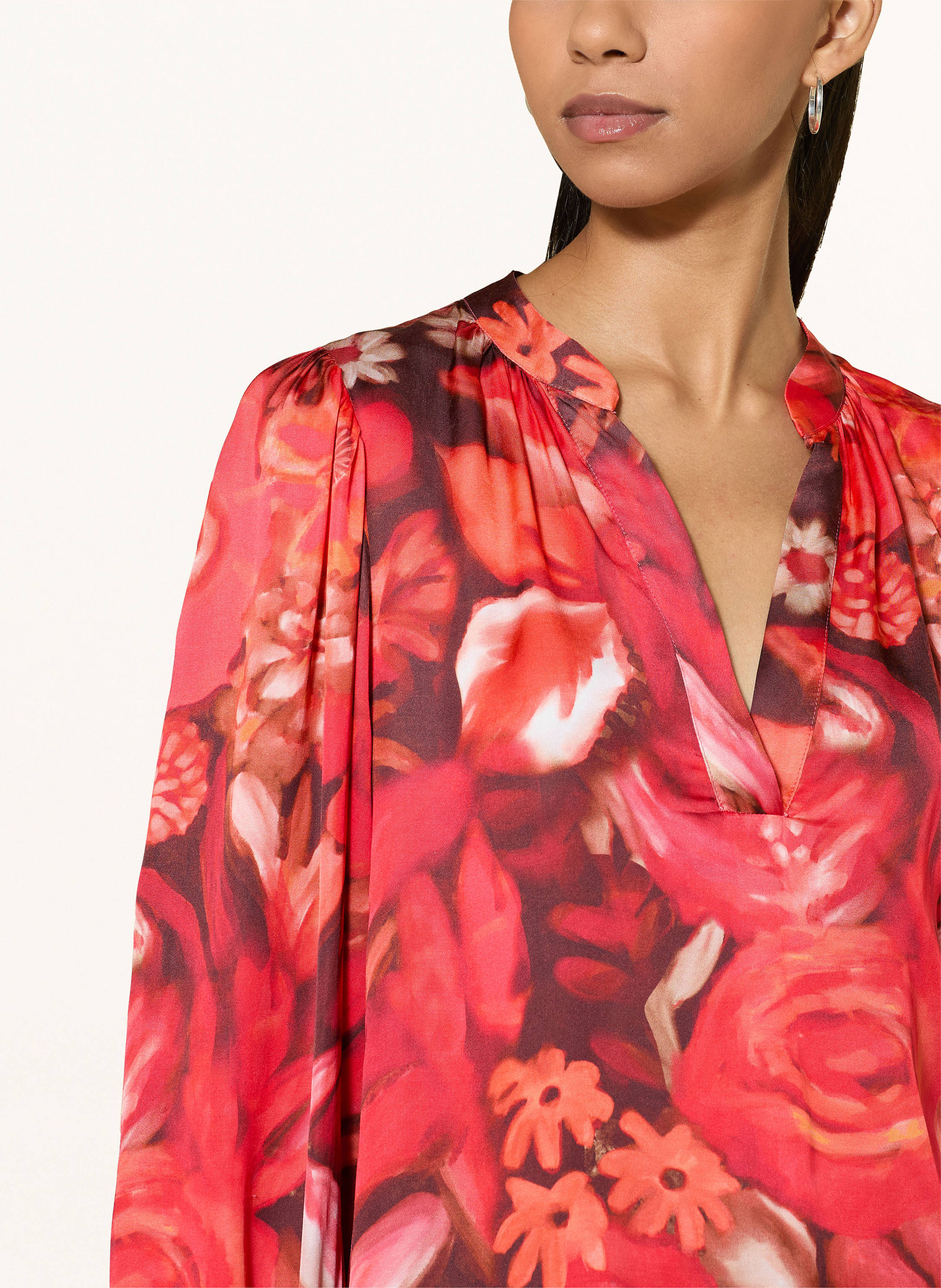Thumbnail - Rich & Royal Satinbluse Mit Rüschen rot