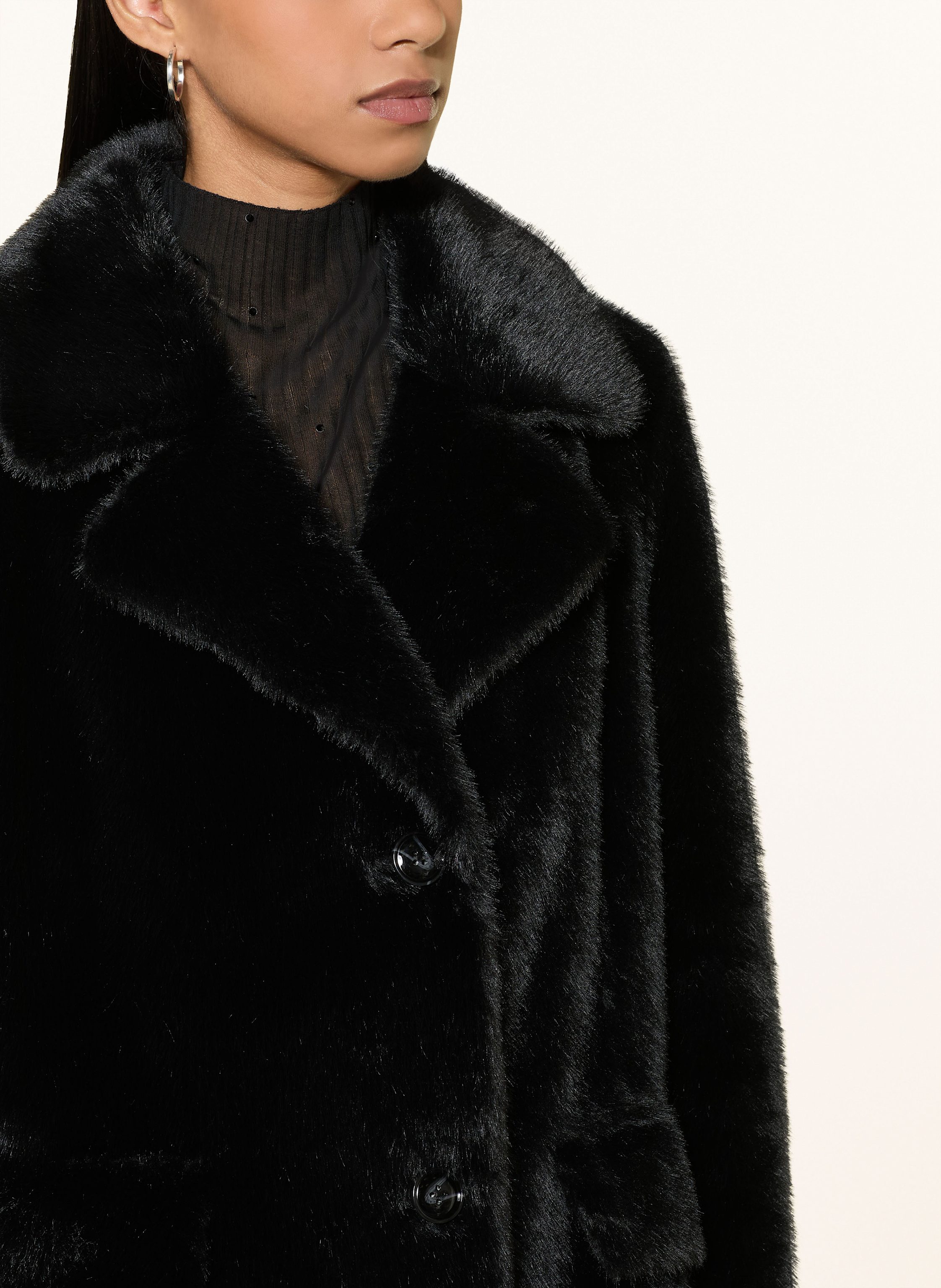 Thumbnail - Rich & Royal Kunstpelz-Mantel schwarz