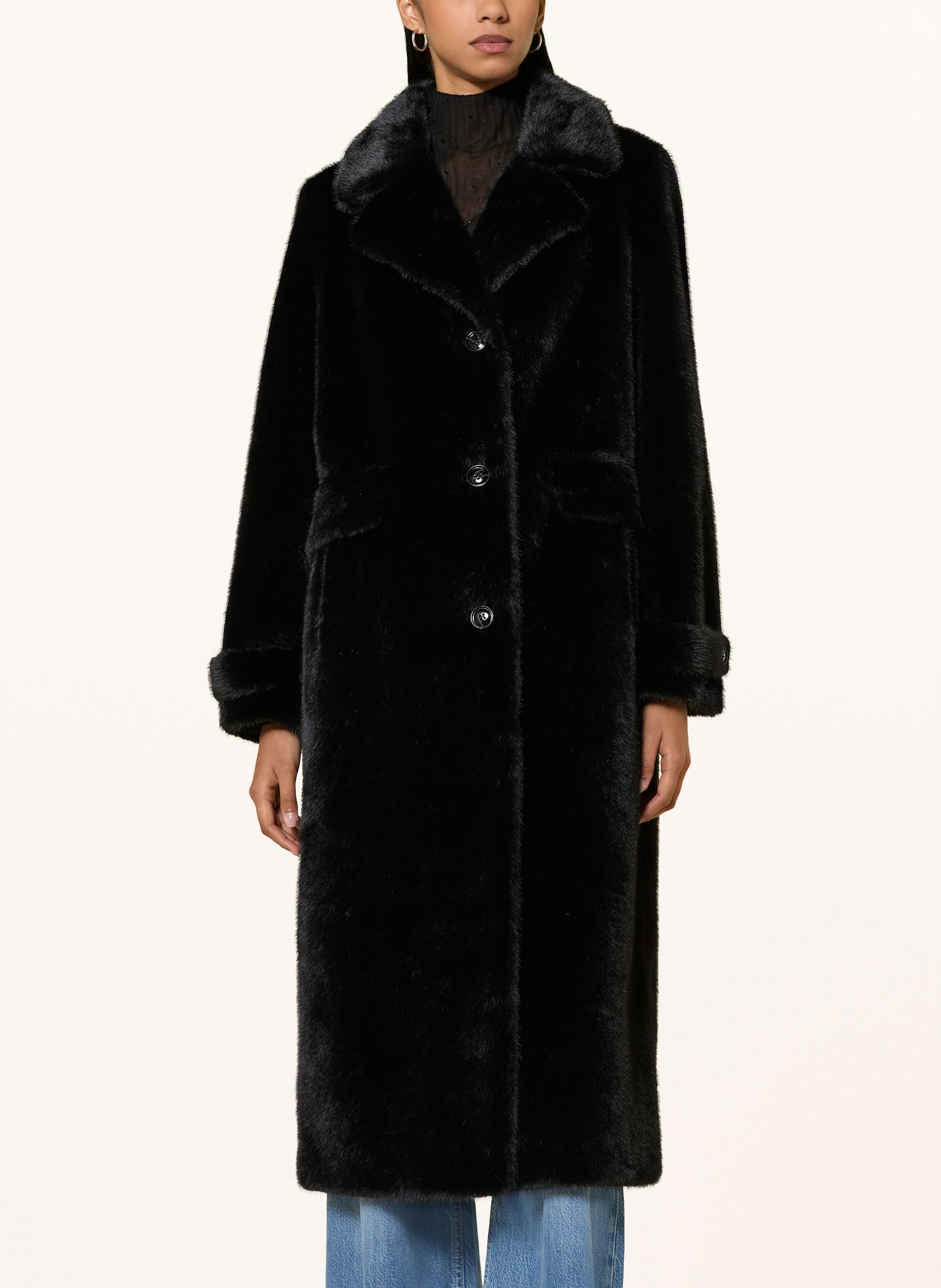 Thumbnail - Rich & Royal Kunstpelz-Mantel schwarz