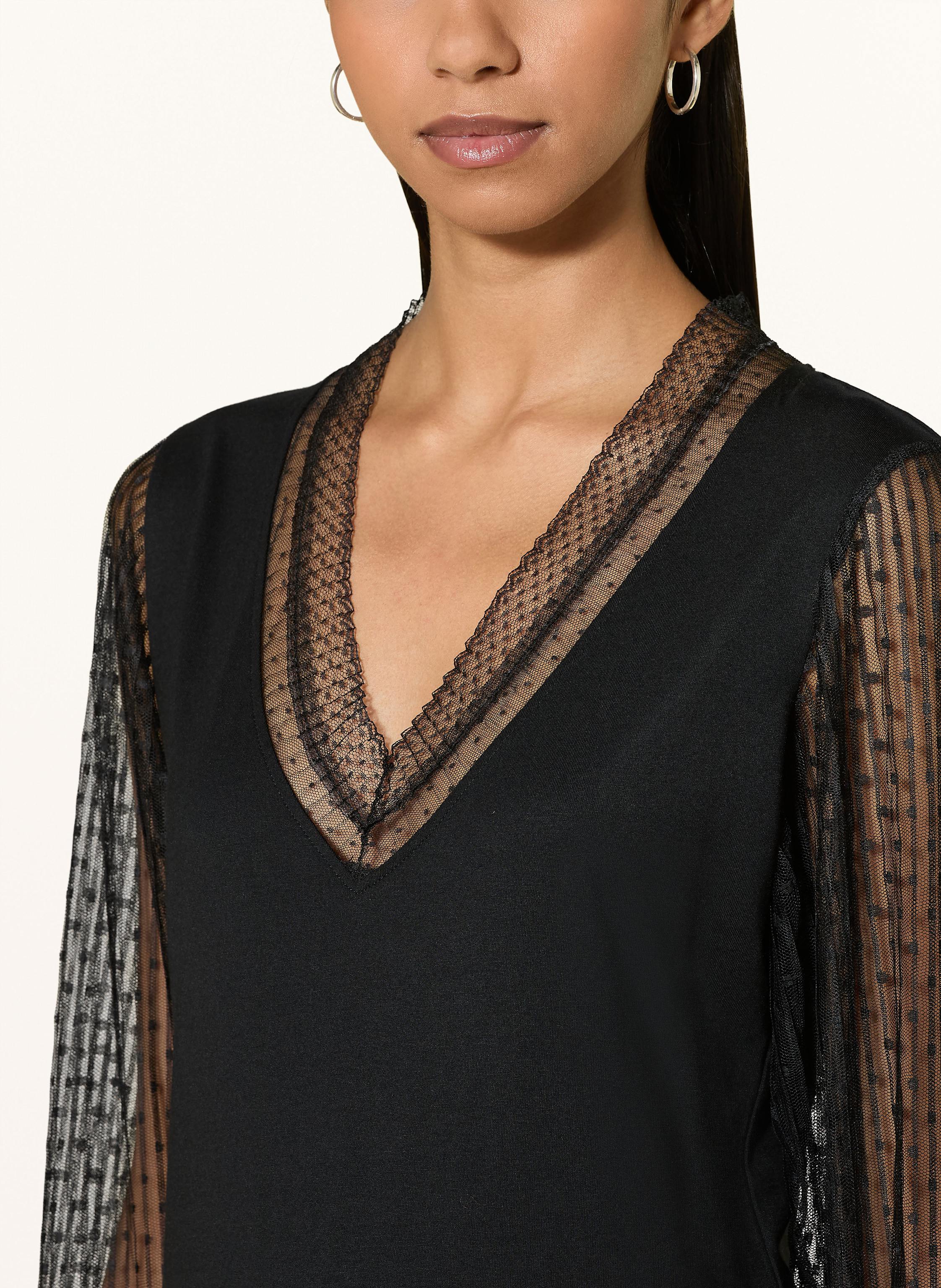 Thumbnail - Rich & Royal Blusenshirt Im Materialmix schwarz