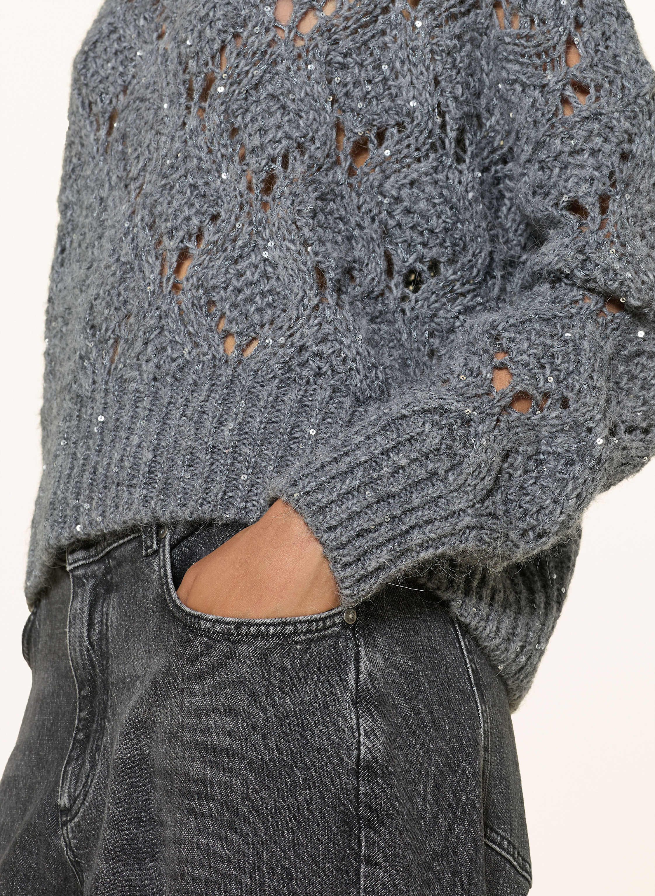 Thumbnail - Rich & Royal Pullover Mit Pailletten grau