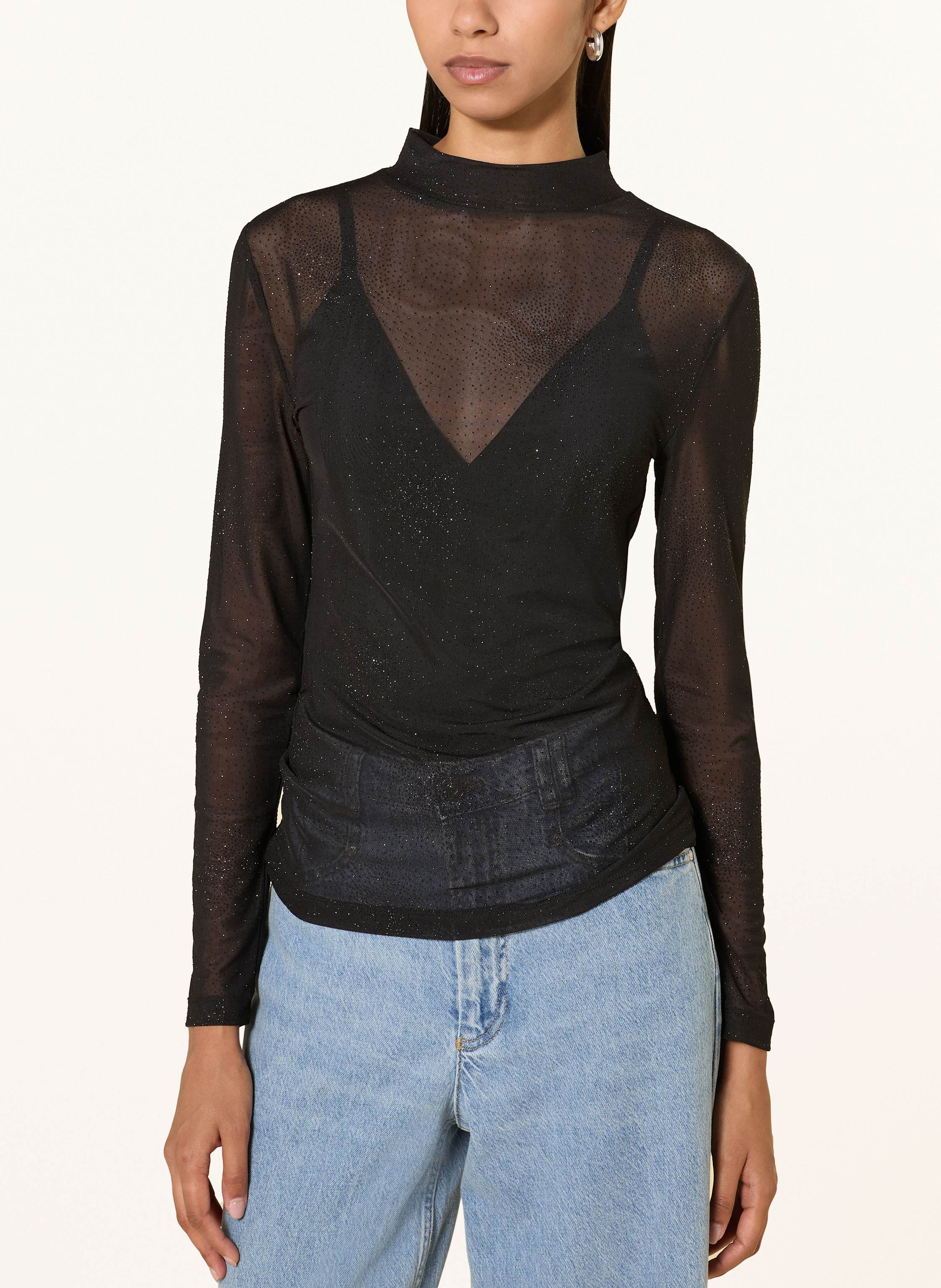 Thumbnail - Rich & Royal Longsleeve Aus Mesh schwarz