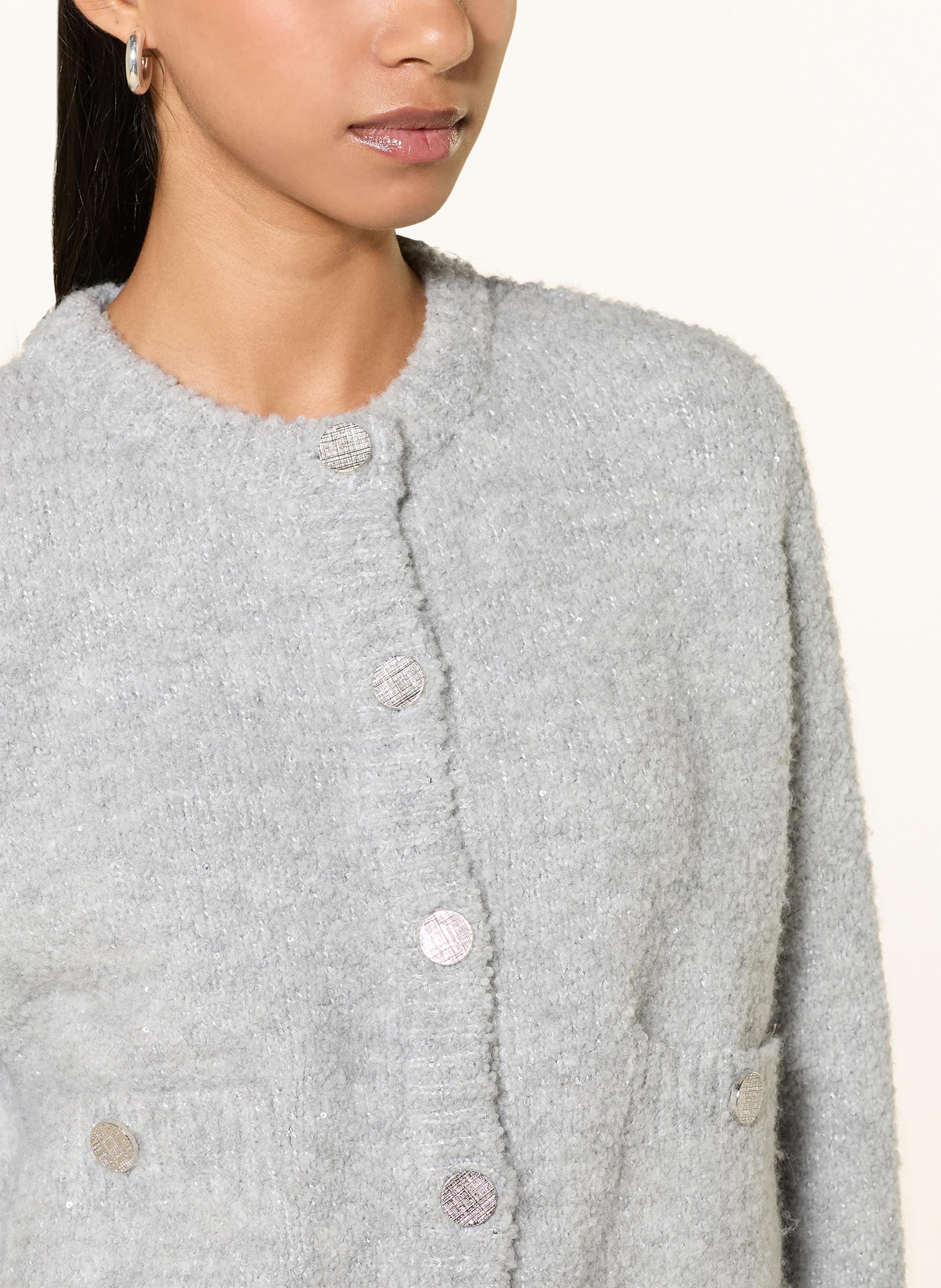 Thumbnail - Rich & Royal Strickjacke Aus Bouclé Mit Pailletten grau