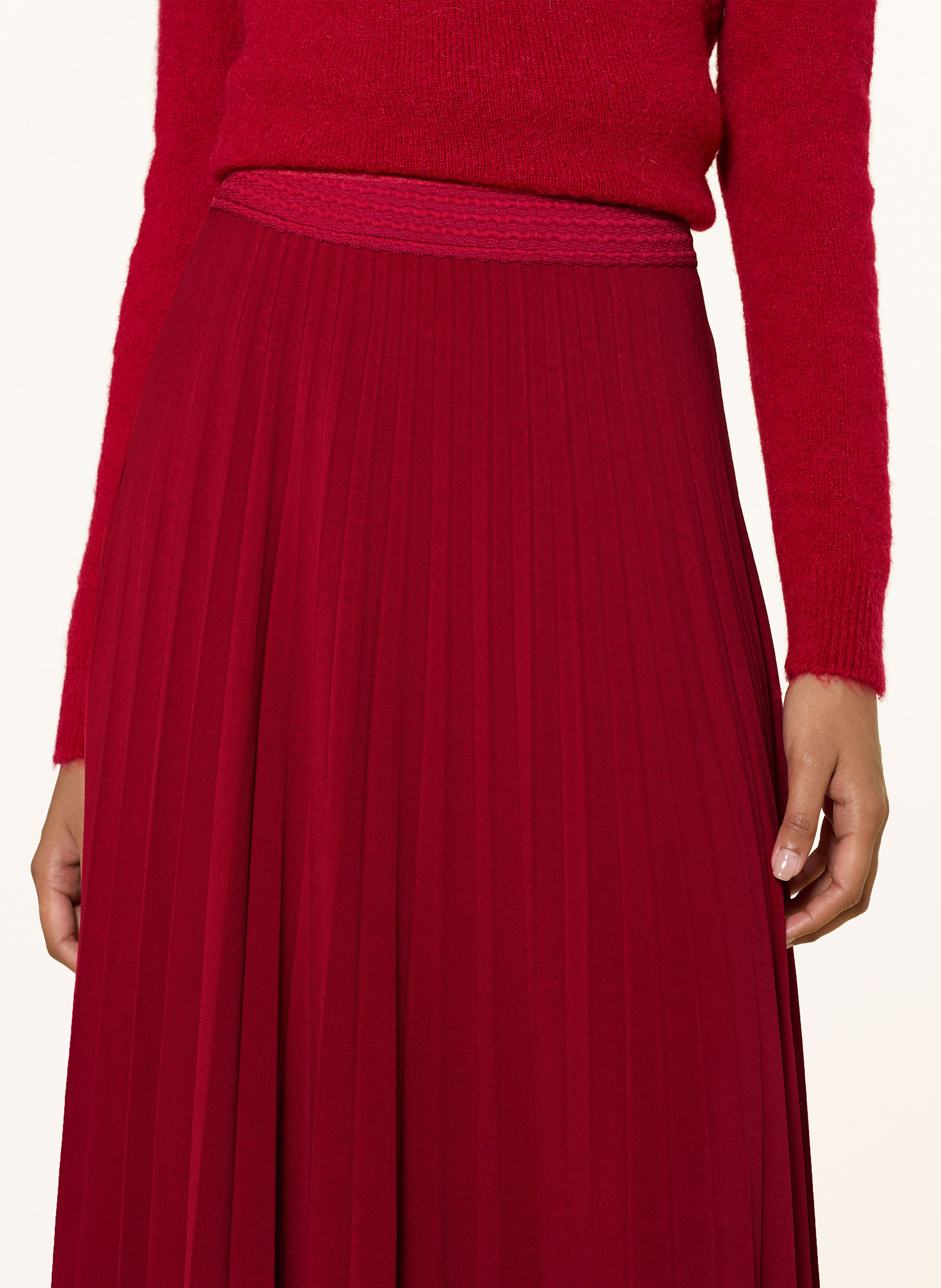 Thumbnail - Rich & Royal Jerseyrock Mit Plissees rot