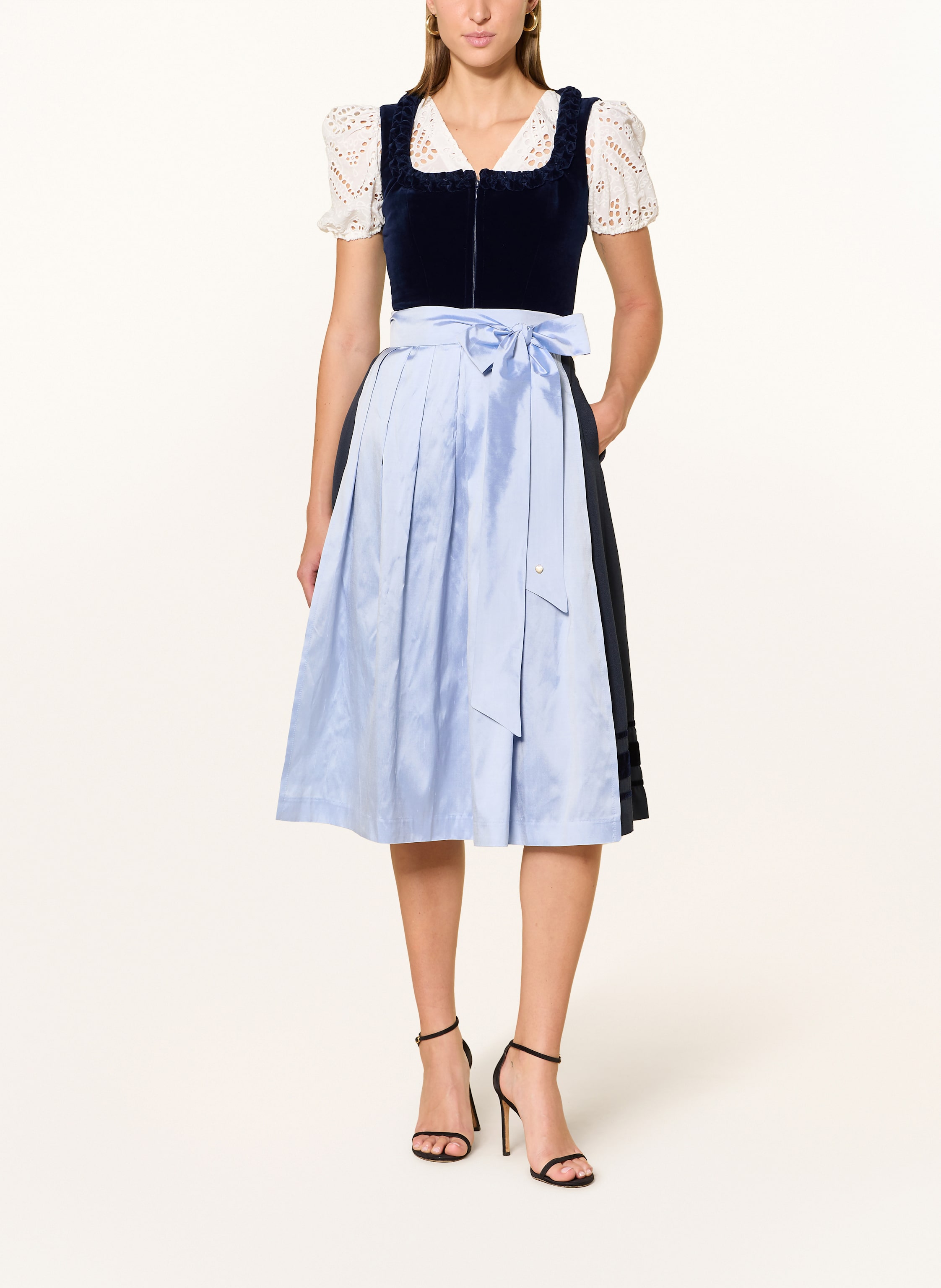 Thumbnail - Alpenherz Samtdirndl Mona Mit Abnehmbaren Ärmeln blau