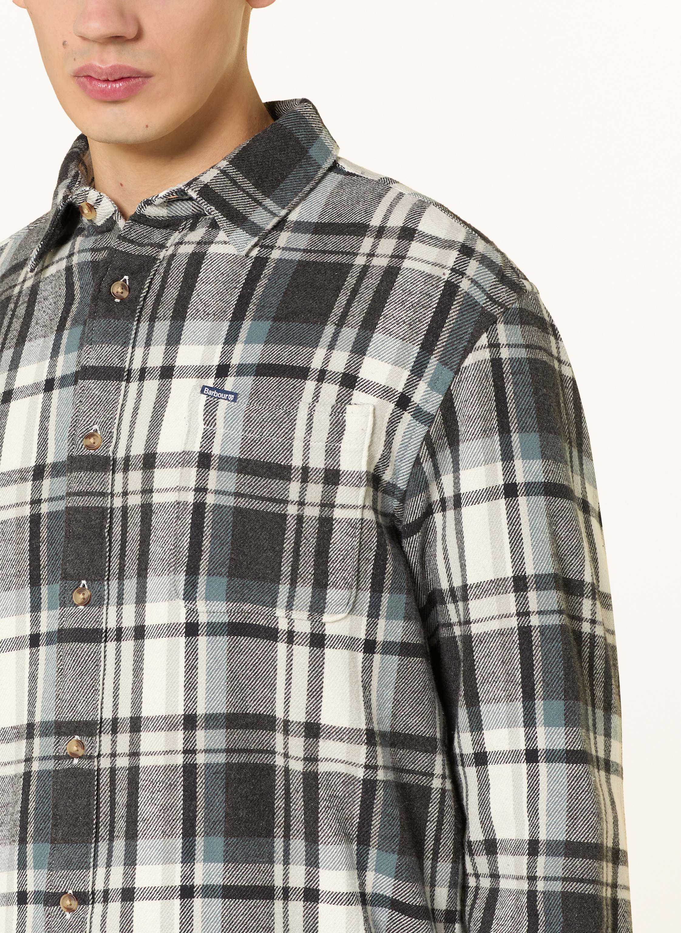 Thumbnail - Barbour Flanellhemd Chopford Relaxed Fit grau