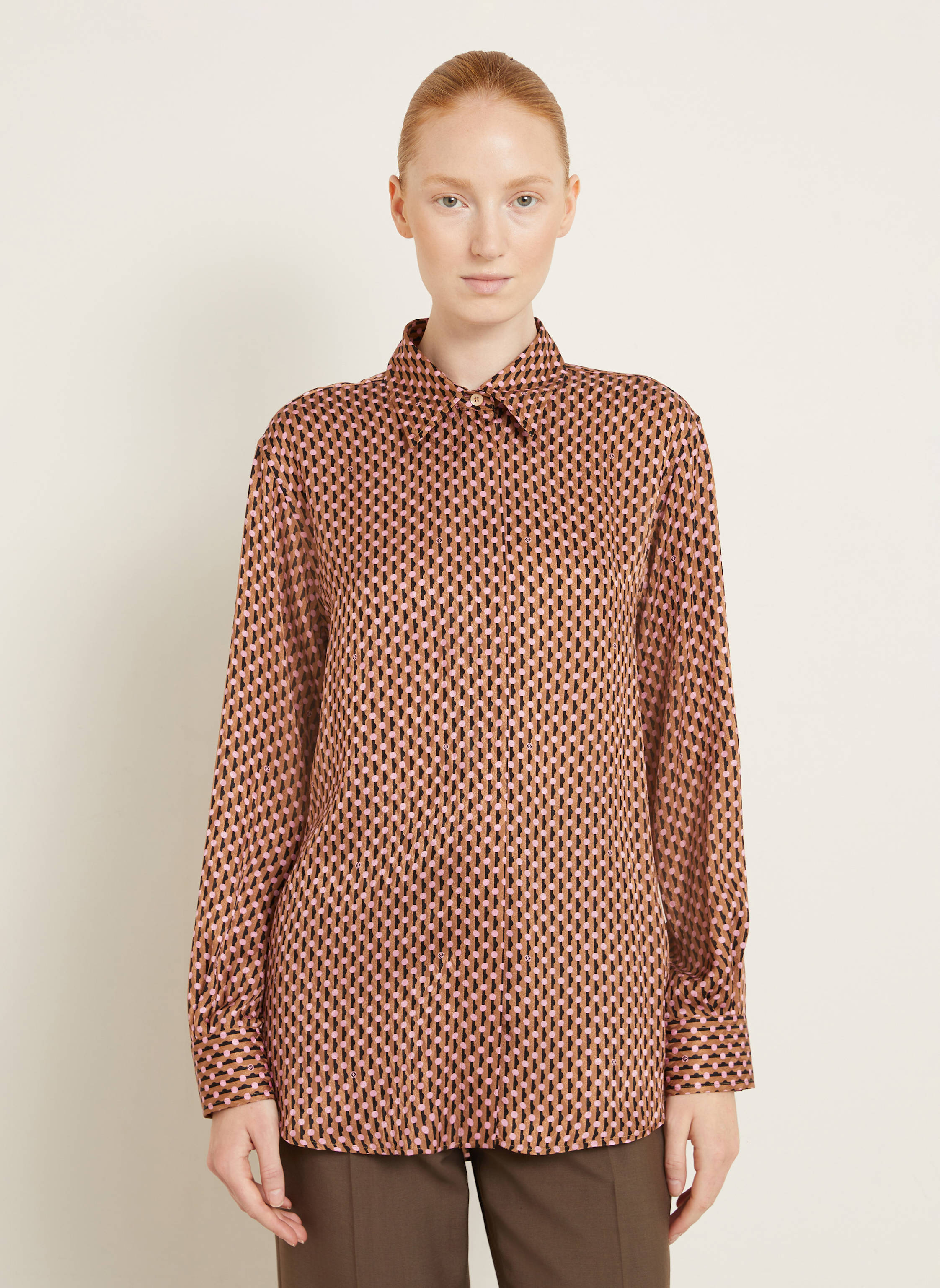 Thumbnail - Fendi Hemdbluse Camica Aus Seide braun