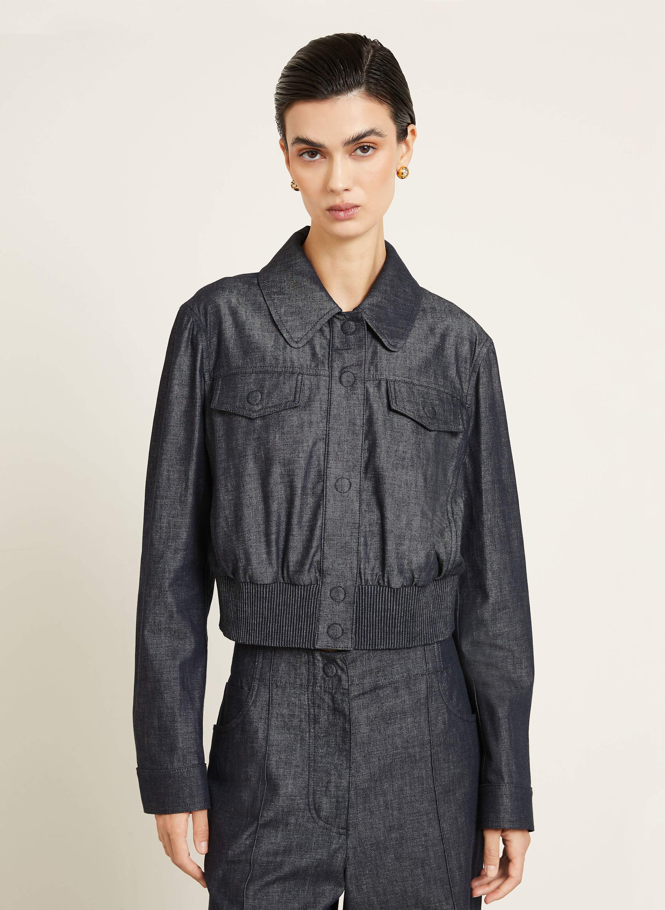 Thumbnail - Fendi Cropped-Jeansjacke blau