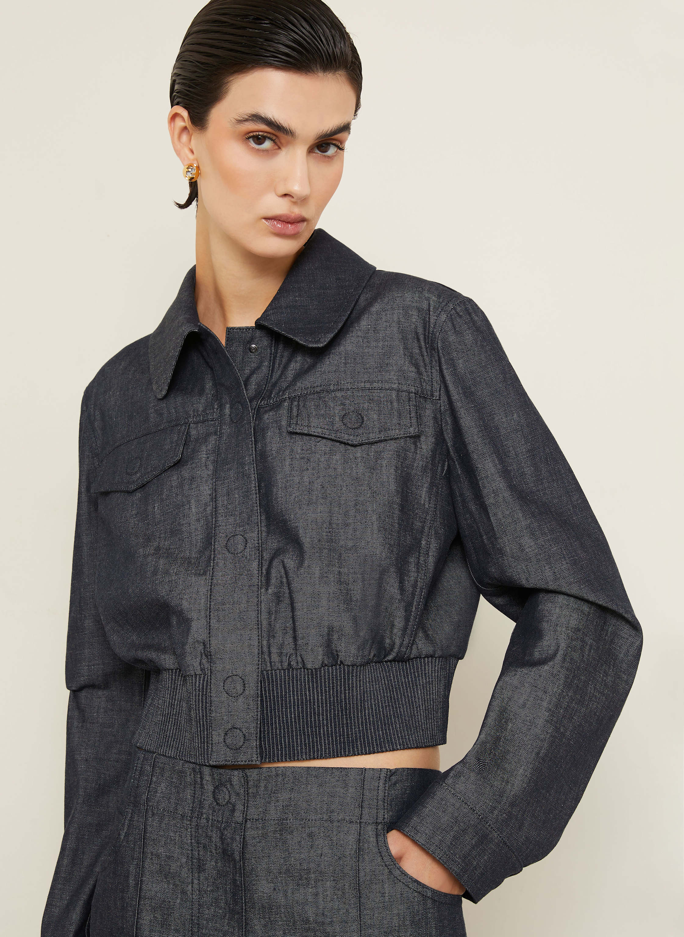 Thumbnail - Fendi Cropped-Jeansjacke blau