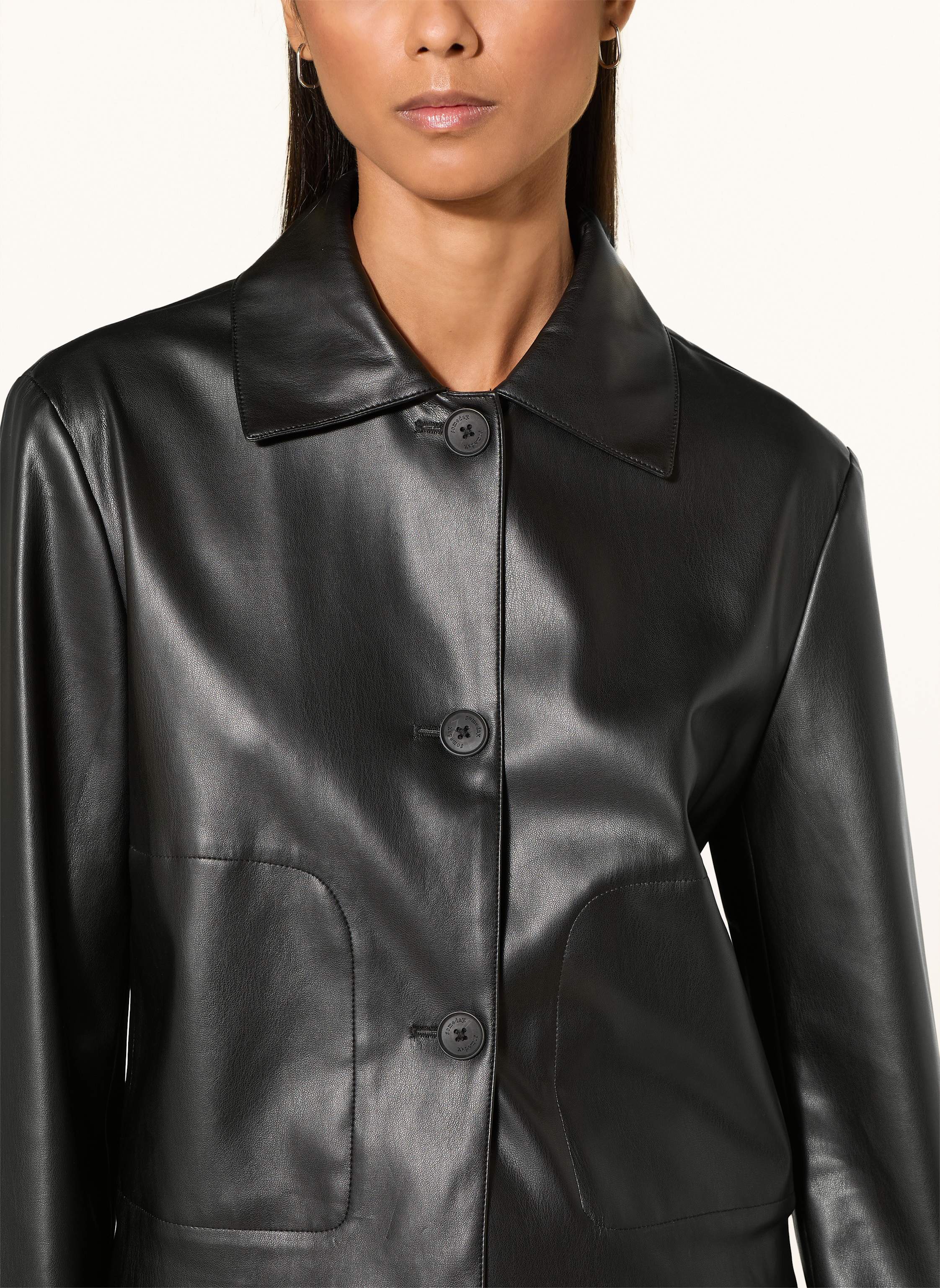 Thumbnail - Someday Kastenjacke Neather In Lederoptik schwarz