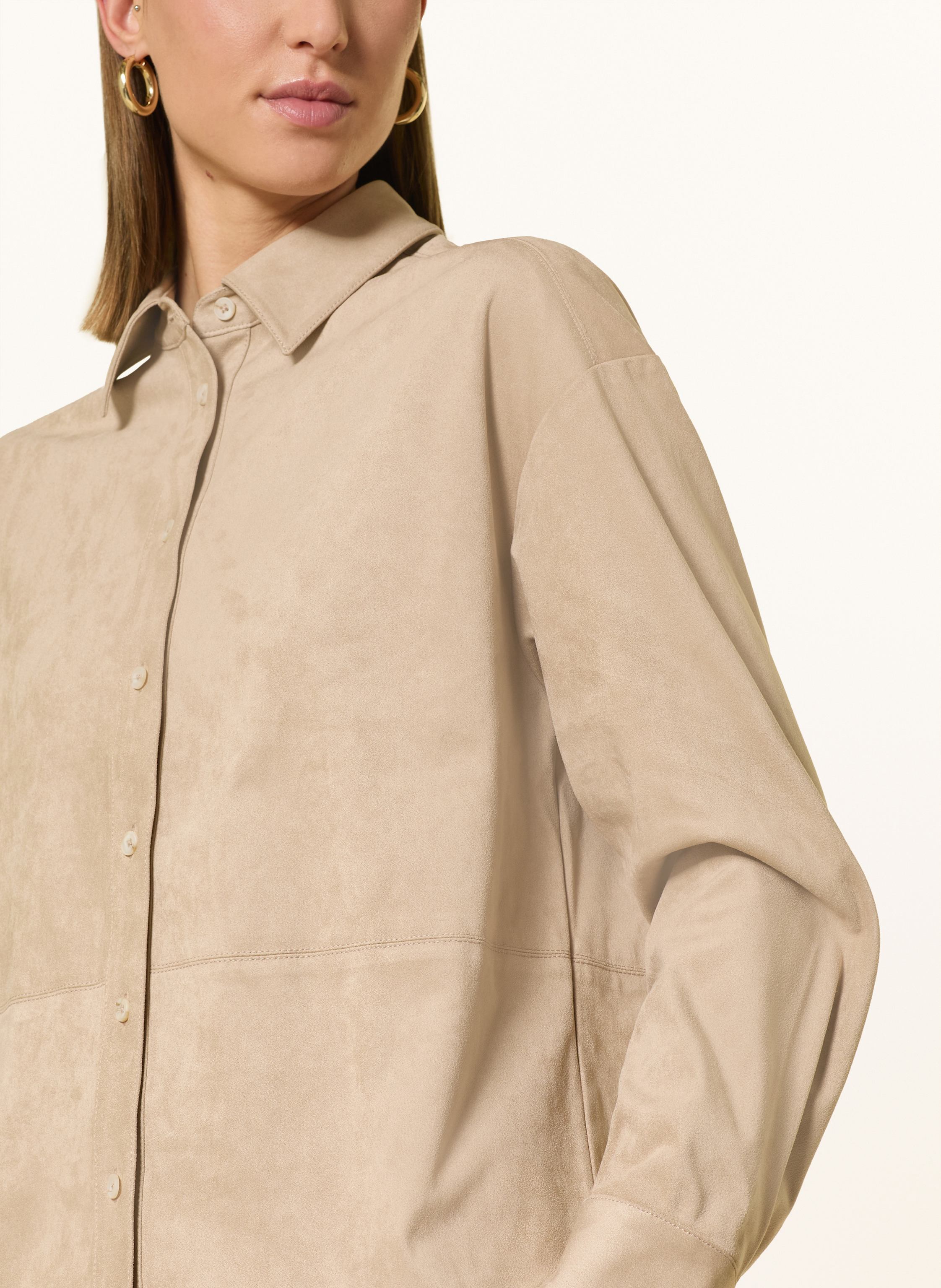 Thumbnail - Opus Hemdbluse Felour In Lederoptik beige