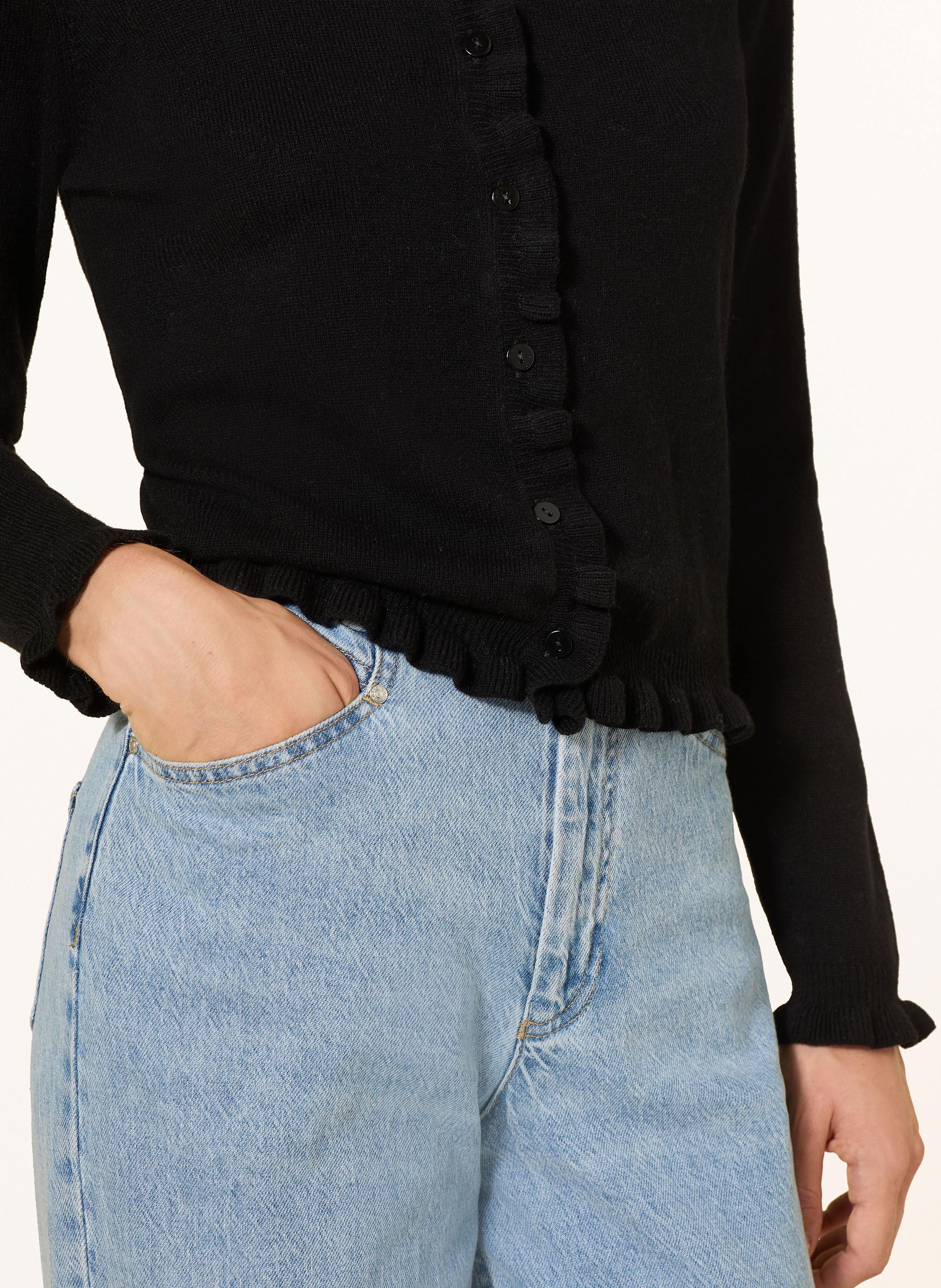 Thumbnail - Darling Harbour Strickjacke Mit Rüschen schwarz
