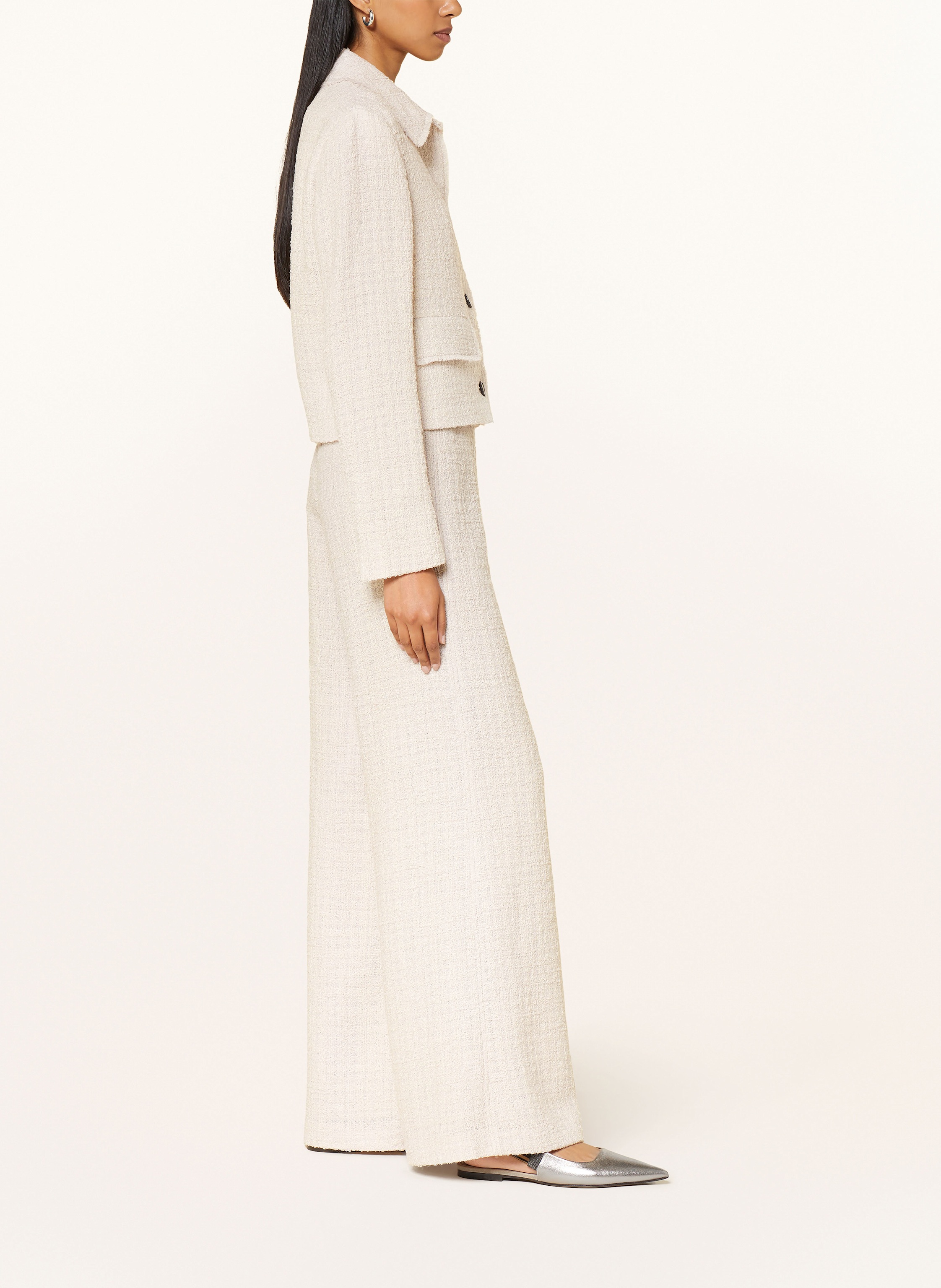 Thumbnail - Windsor. Marlenehose Aus Bouclé beige