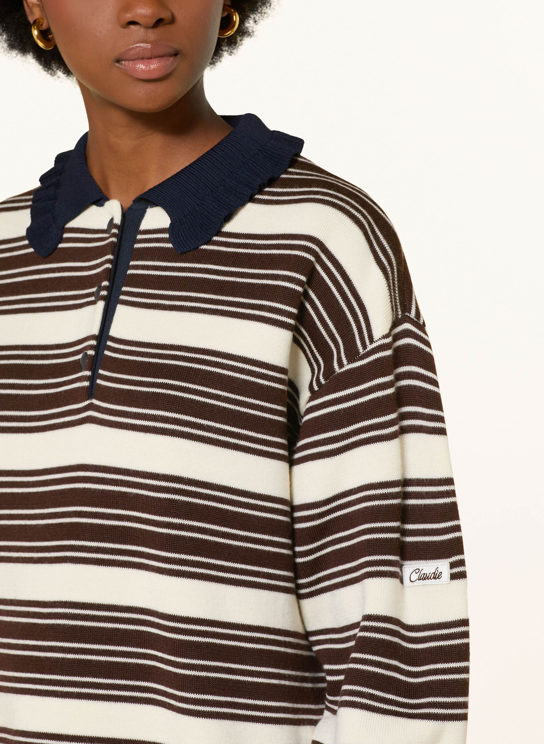 Thumbnail - Claudie Pierlot Strick-Poloshirt braun