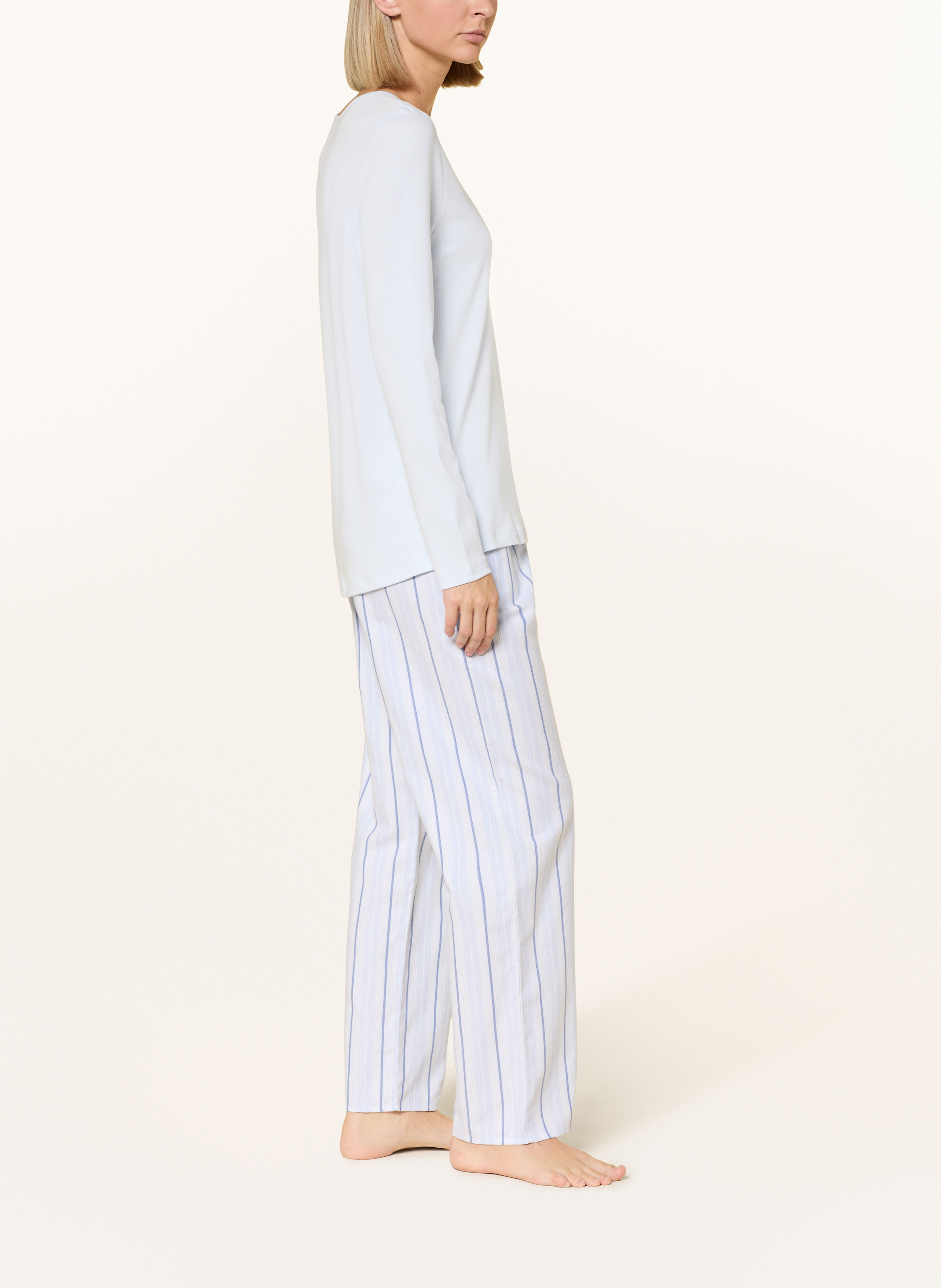 Thumbnail - Hanro Schlafhose Loungy Nights Aus Flanell blau