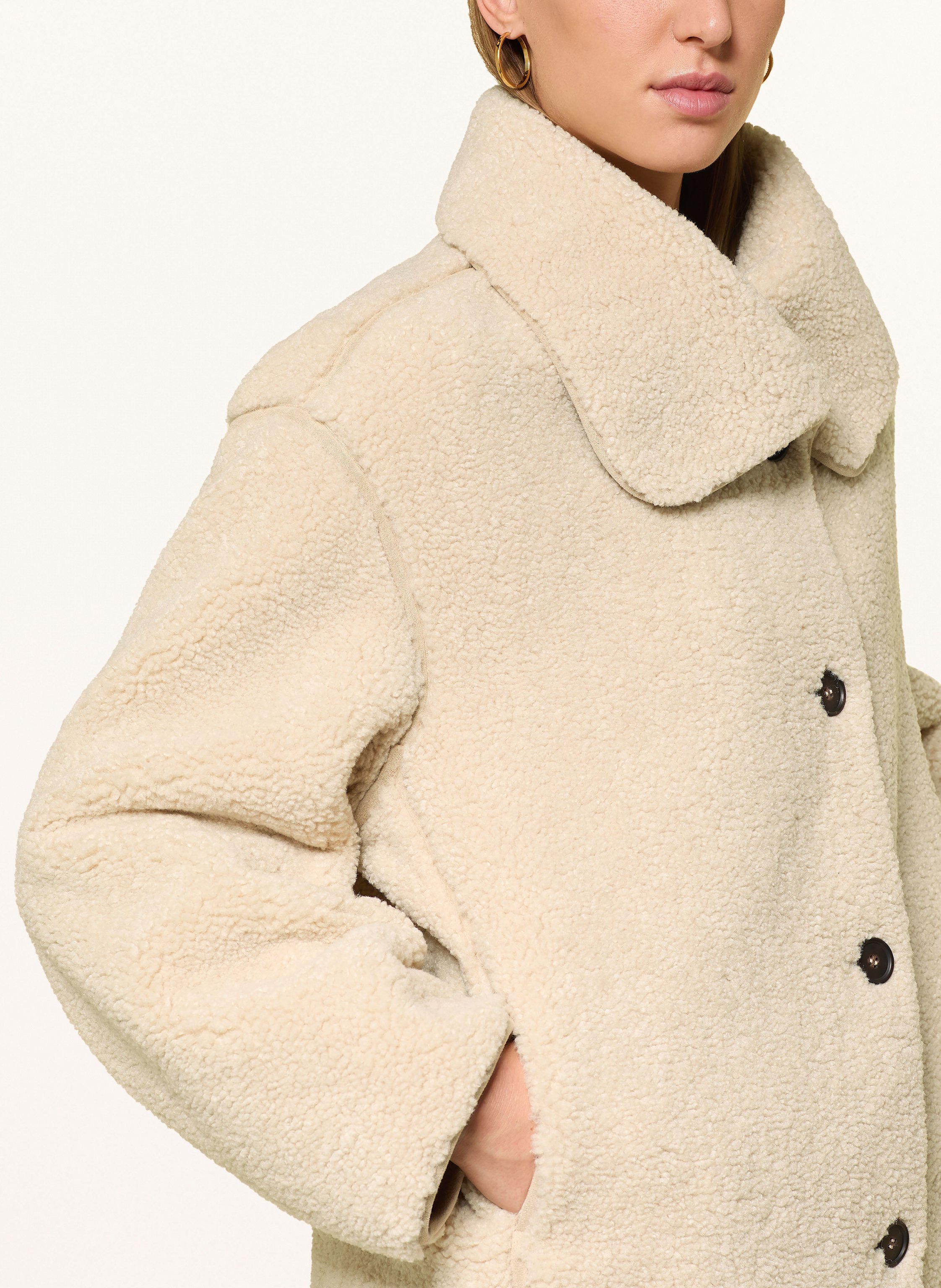 Thumbnail - Opus Teddyfell-Jacke Hafine Mit 3/4-Arm beige