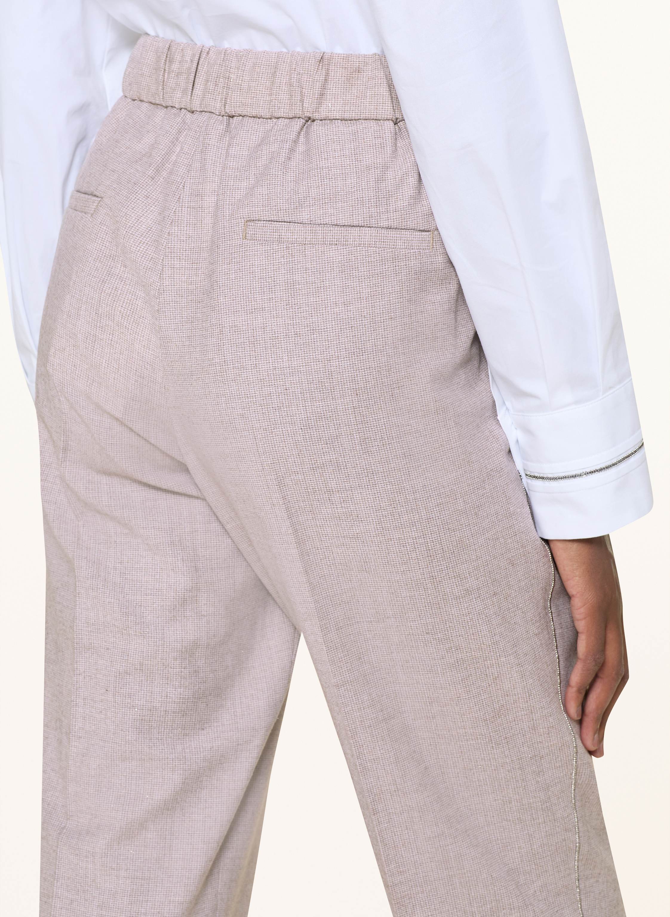 Thumbnail - Peserico Marlenehose Mit Schmucksteinen beige