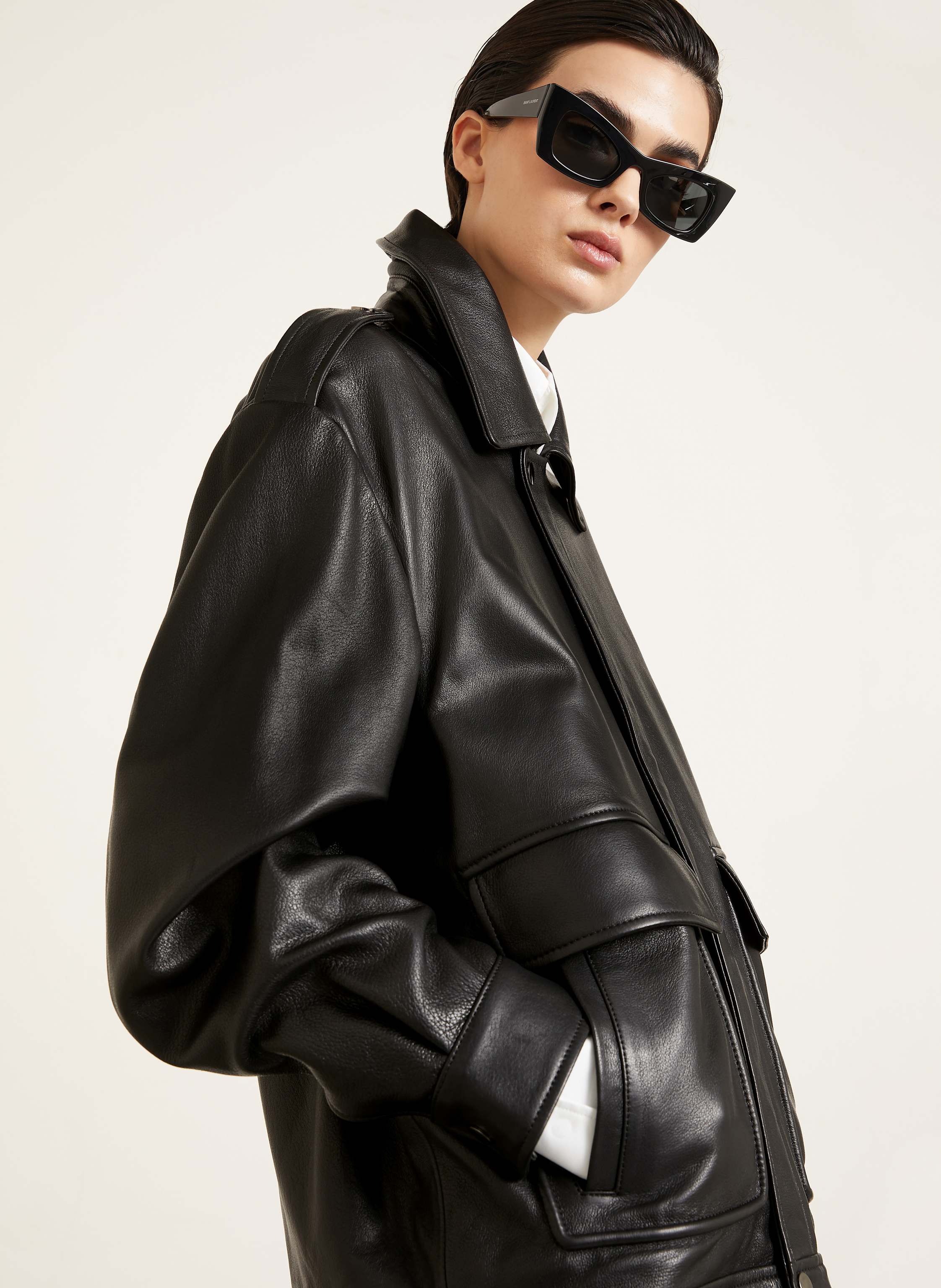 Thumbnail - Nour Hammour Lederjacke Drey schwarz