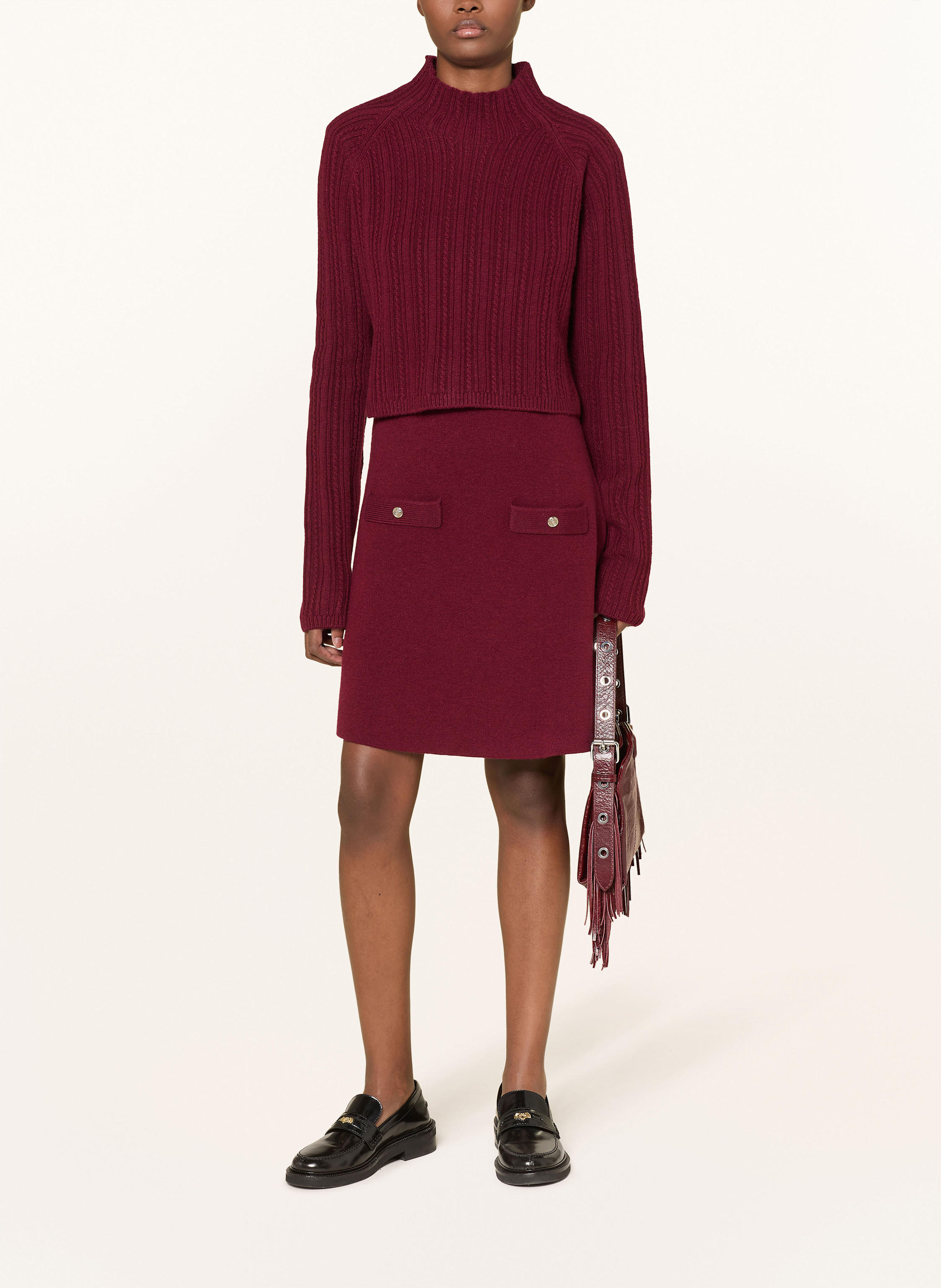 Thumbnail - Maje Set: Strickkleid Und Pullover rot