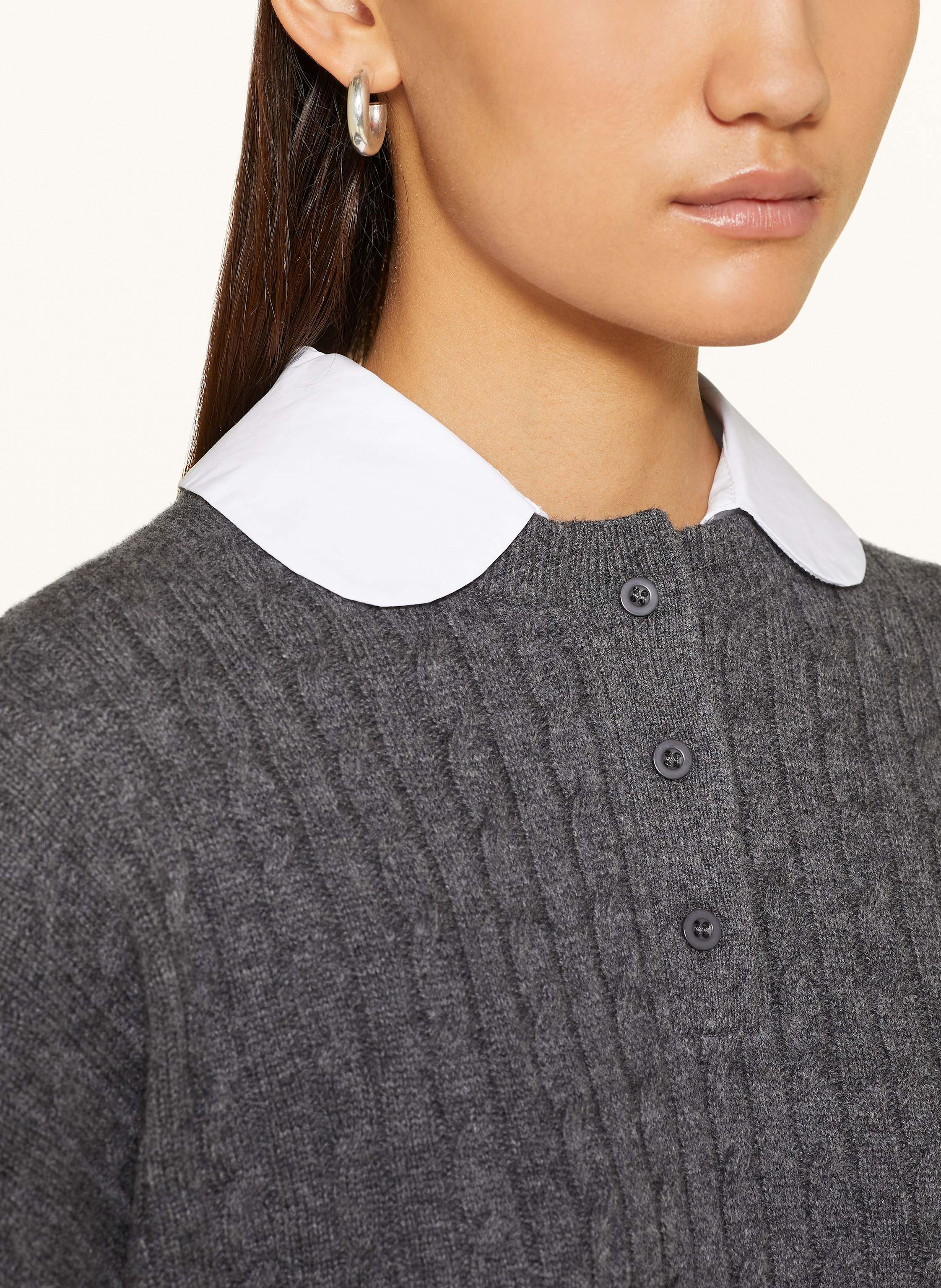 Thumbnail - Claudie Pierlot Pullover Mit Abnehmbarem Kragen grau