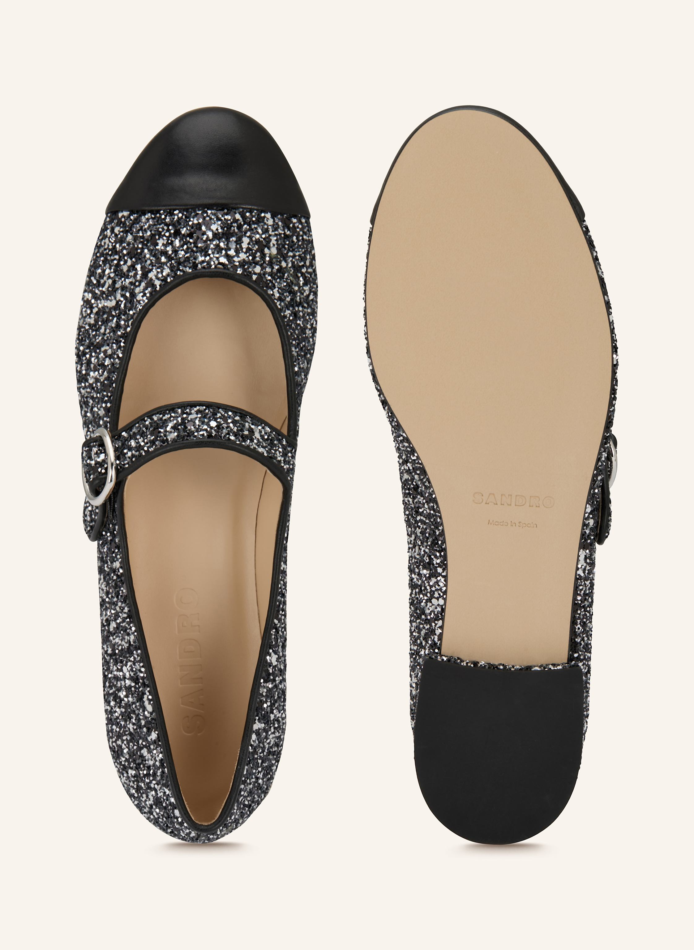 Thumbnail - Sandro Mary-Jane-Ballerinas Mit Schmucksteinen schwarz