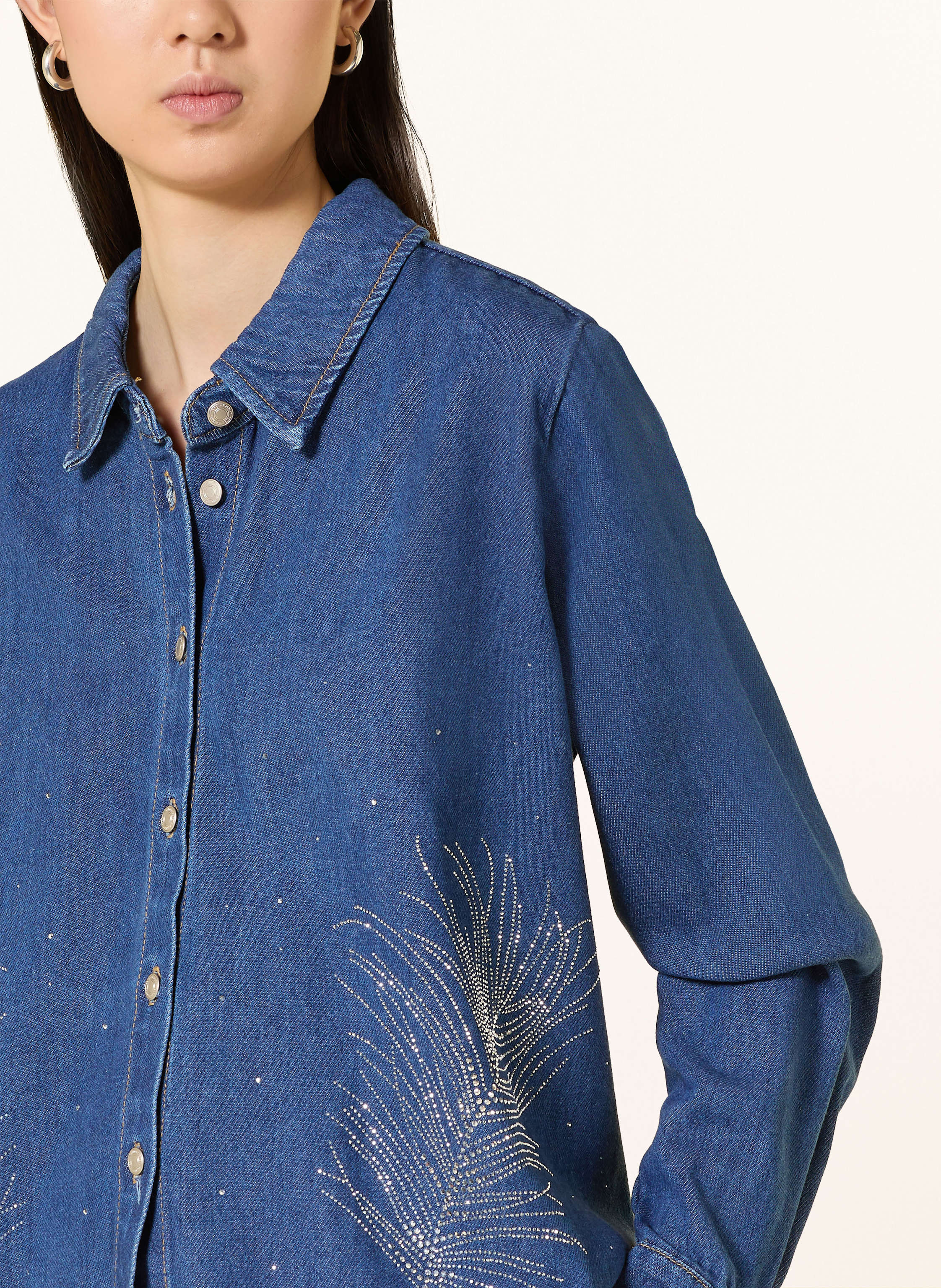 Thumbnail - Miss Goodlife Jeansbluse Mit Schmucksteinen blau