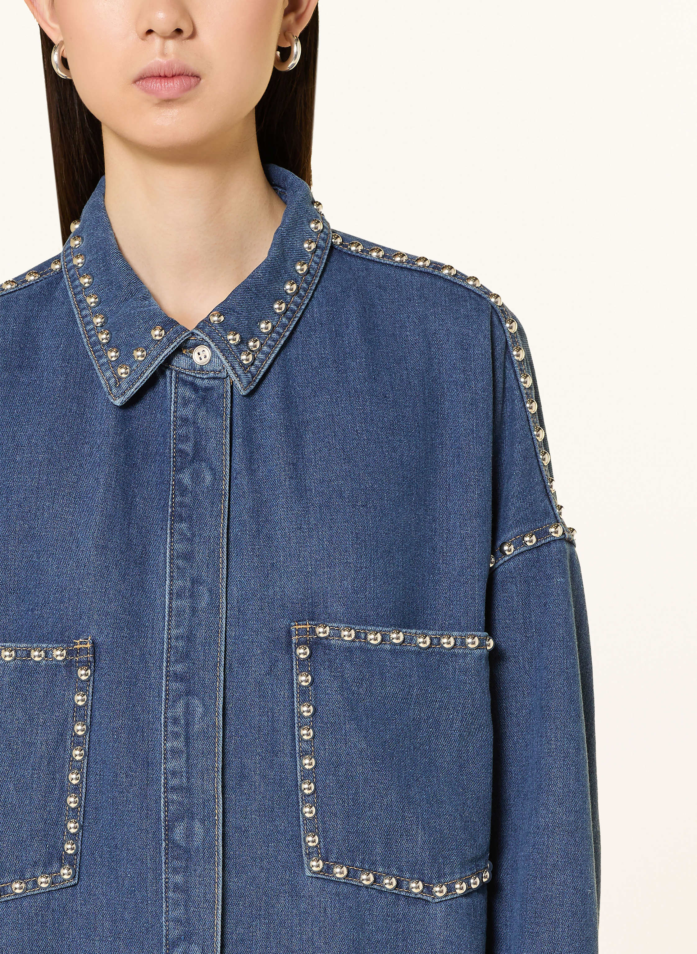 Thumbnail - Miss Goodlife Jeansbluse Mit Nieten blau