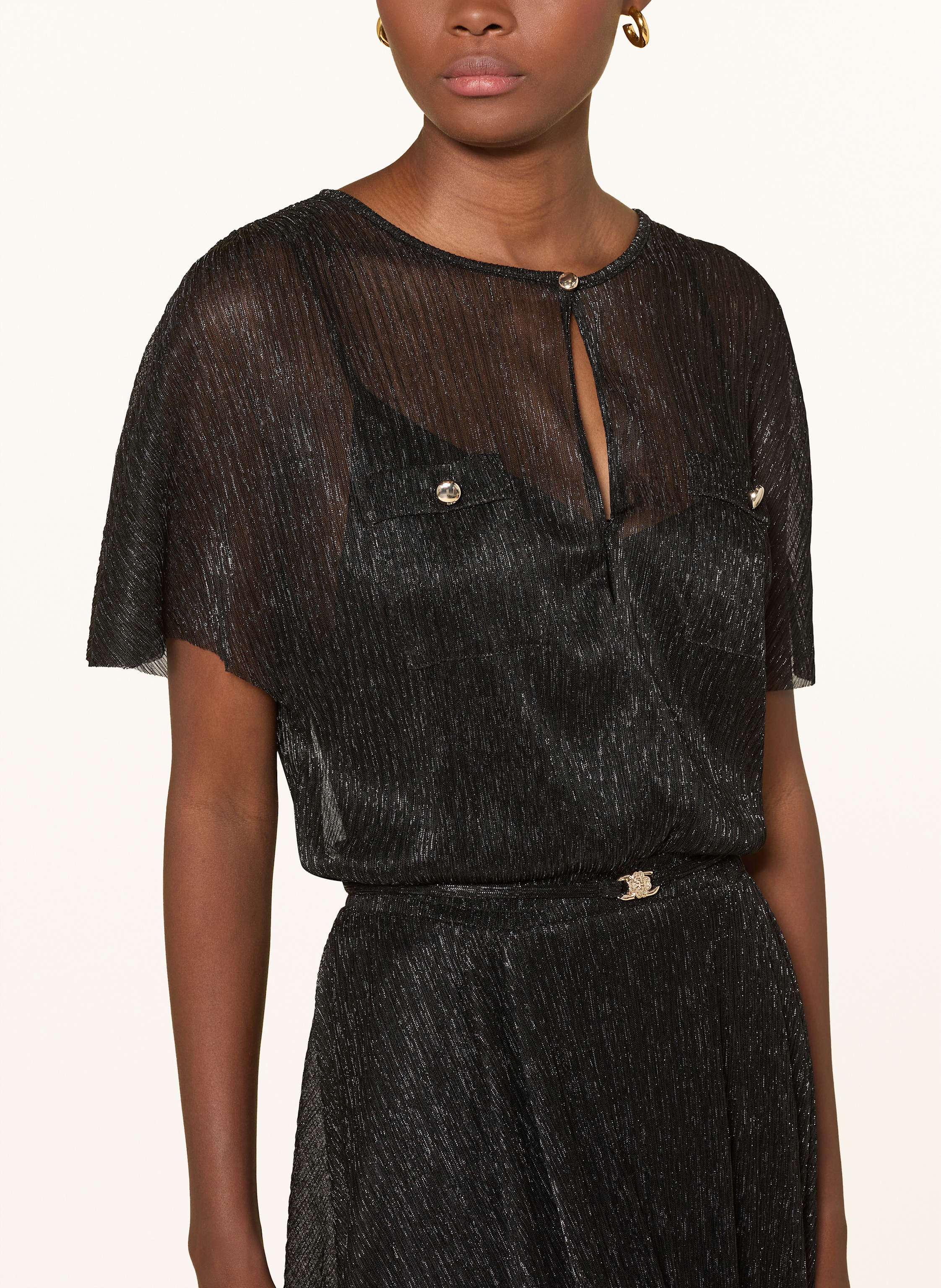 Thumbnail - Maje Kleid Mit Glitzergarn schwarz