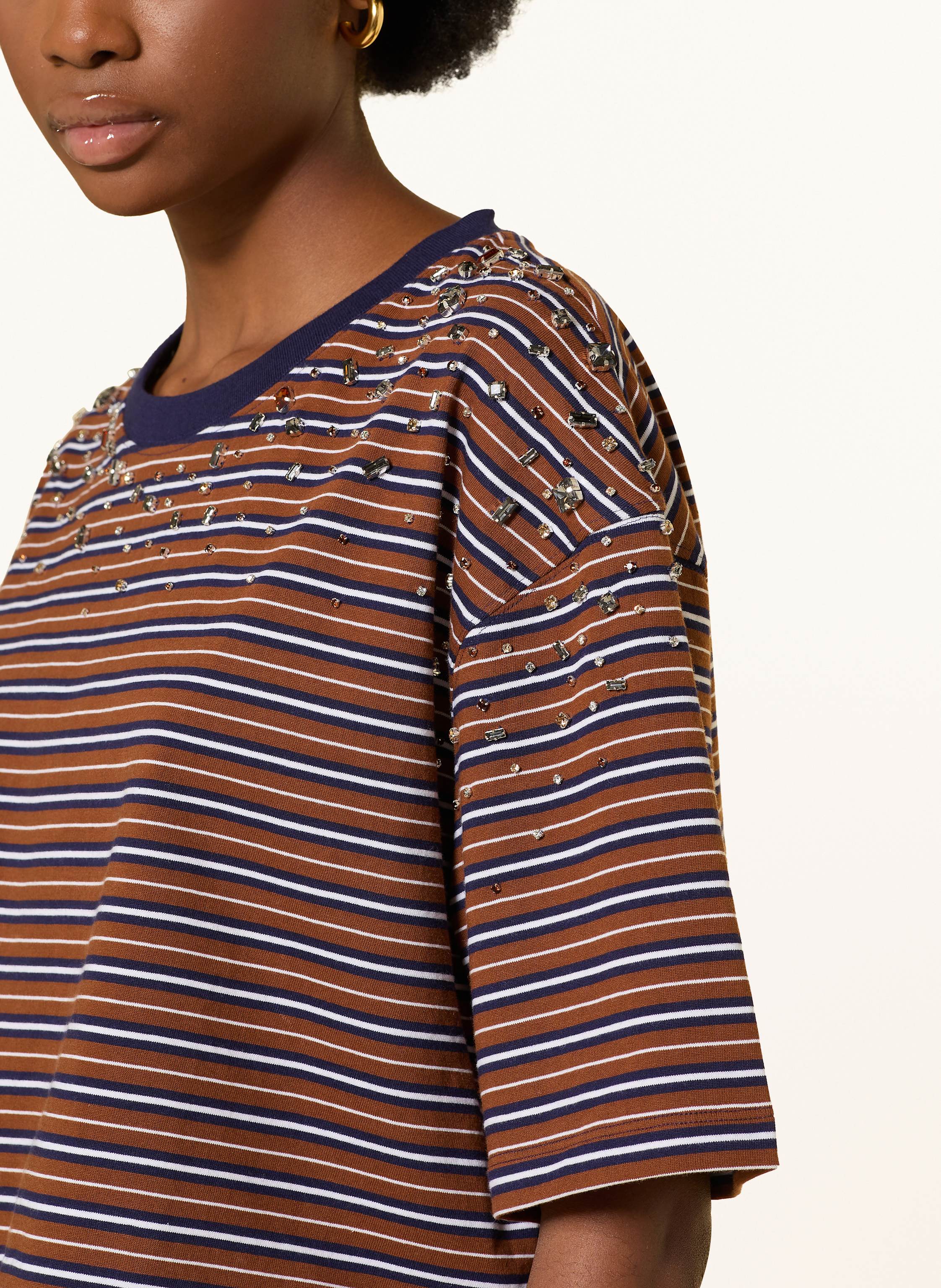 Thumbnail - Sandro T-Shirt Mit Schmucksteinen braun