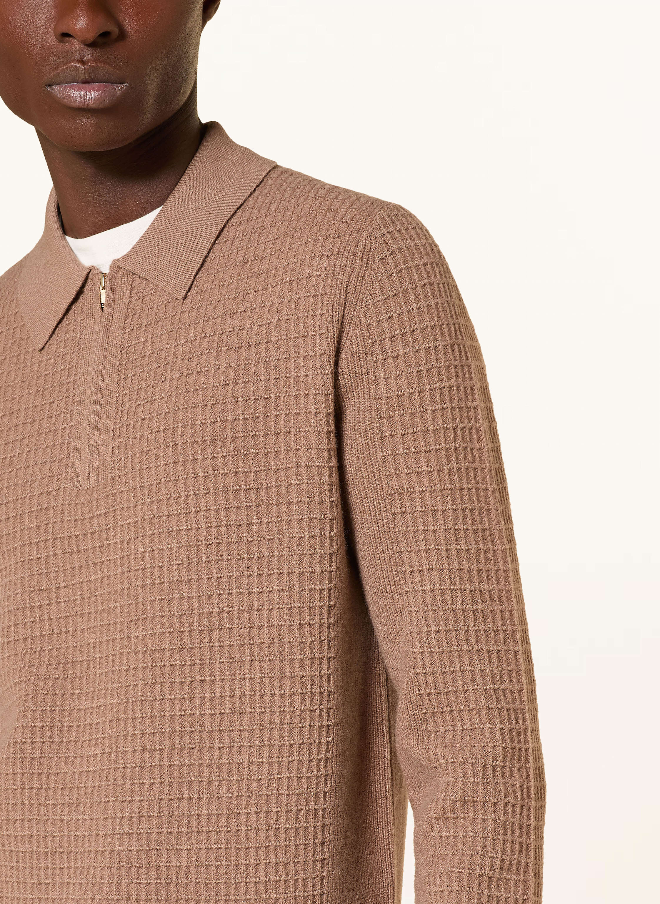 Thumbnail - Reiss Strick-Poloshirt Hamilton braun