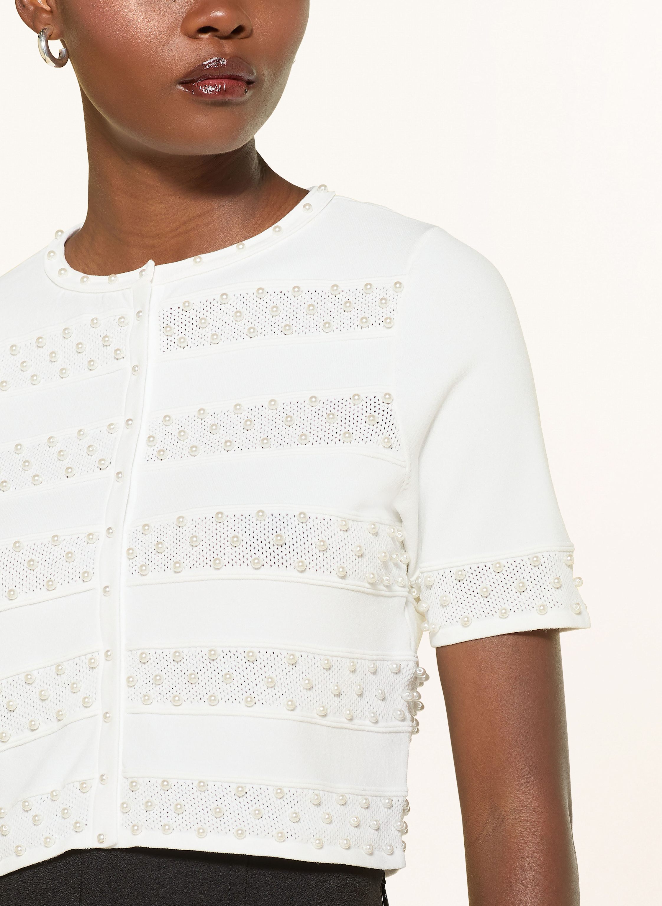 Thumbnail - Sandro Cropped-Strickjacke Mit Schmuckperlen weiss
