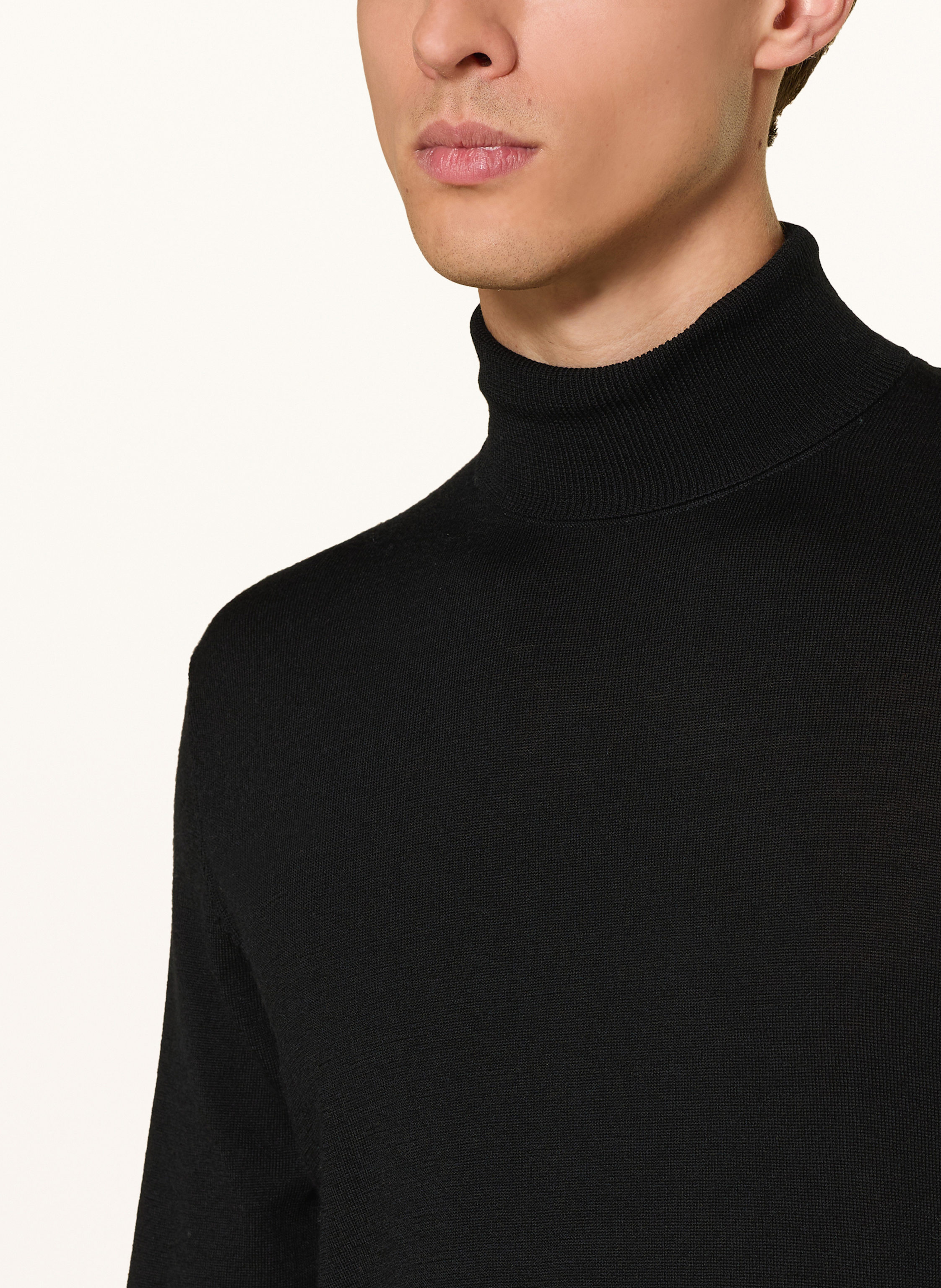 Thumbnail - Profuomo Rollkragenpullover Aus Merinowolle schwarz
